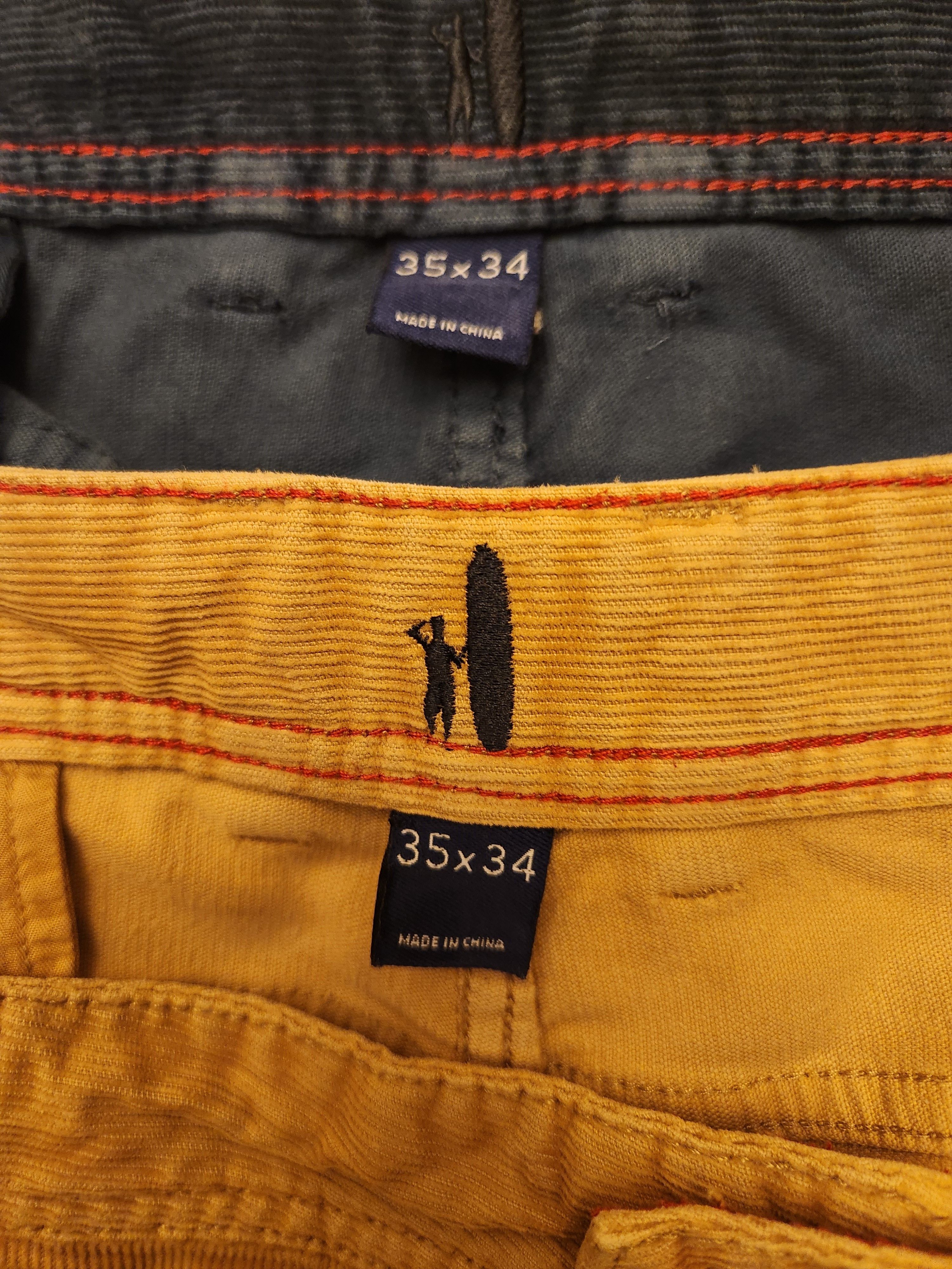 johnnie-O 100% Cotton Blue and Tan Corduroy Jeans Size US 35 - 3 Thumbnail