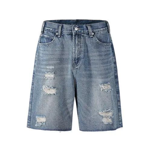 VIBE High street washed whisker hole denim shorts y2k Size US 32 / EU 48 - 8 Thumbnail