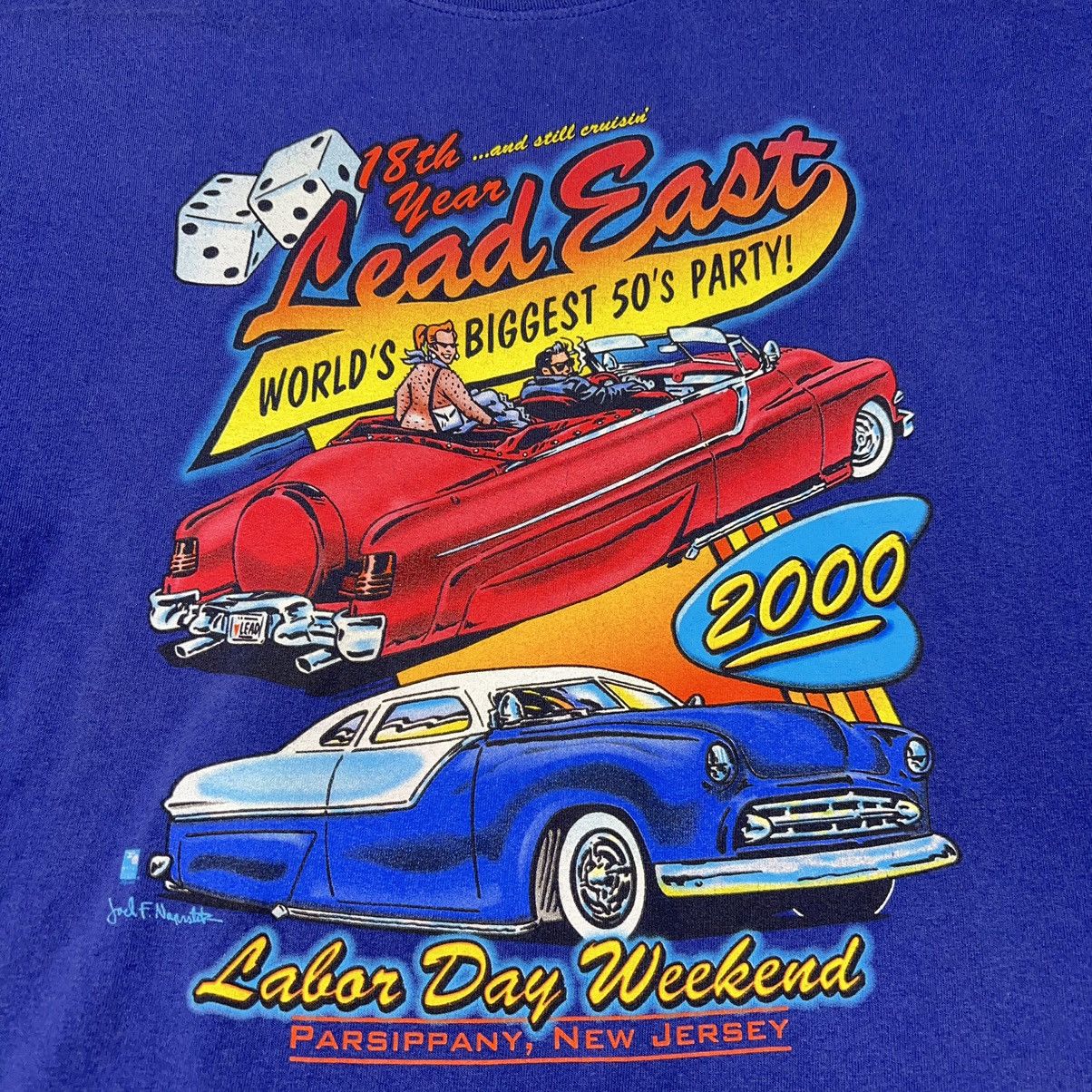 Anvil × Vintage VTG Car Tee Shirt Blue Hot Rod Classic Auto Graphic Retro Size US XL / EU 56 / 4 - 5 Thumbnail