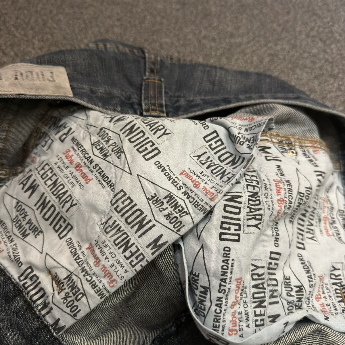 Hypebeast Special Raw Indigo Denim Baggy Flared Fubu Jeans Streetwear Size US 31 - 17 Thumbnail
