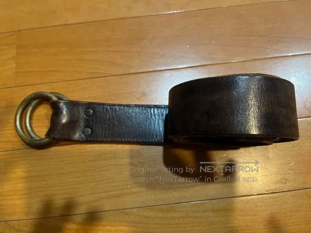 RRL Ralph Lauren Classic Double RL Brass Buckle Leather Belt. Size ONE SIZE - 8 Thumbnail