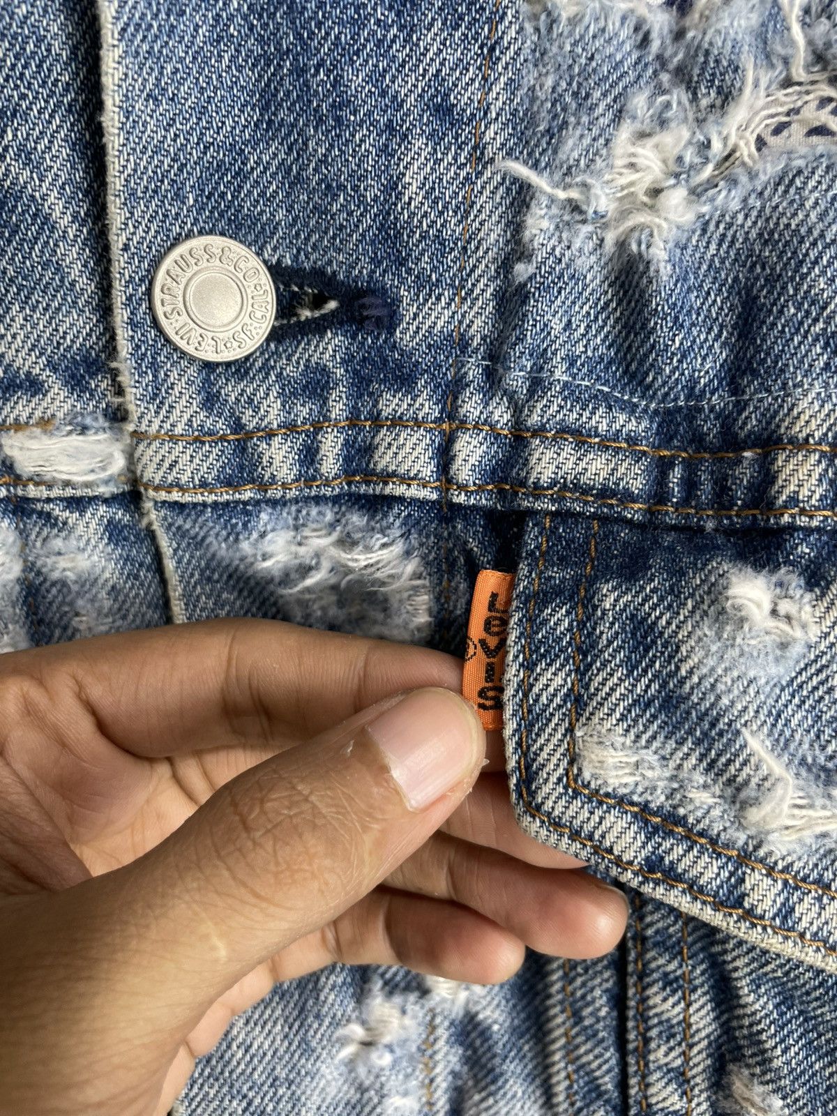Levi's Vintage Distressed Levis Patchwork Trucker Jacket orange tab Size US M / EU 48-50 / 2 - 5 Thumbnail