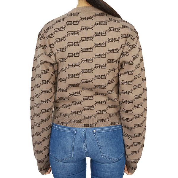 Balenciaga o1mt1gz1024 BB Monogram Crewneck Sweater in Beige/Brown Size S / US 4 / IT 40 - 4 Thumbnail