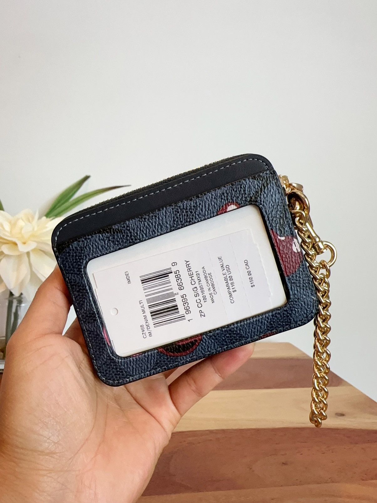 Coach Coach Zip Card Case In Signature Canvas With Cherry Print Size ONE SIZE - 4 Thumbnail