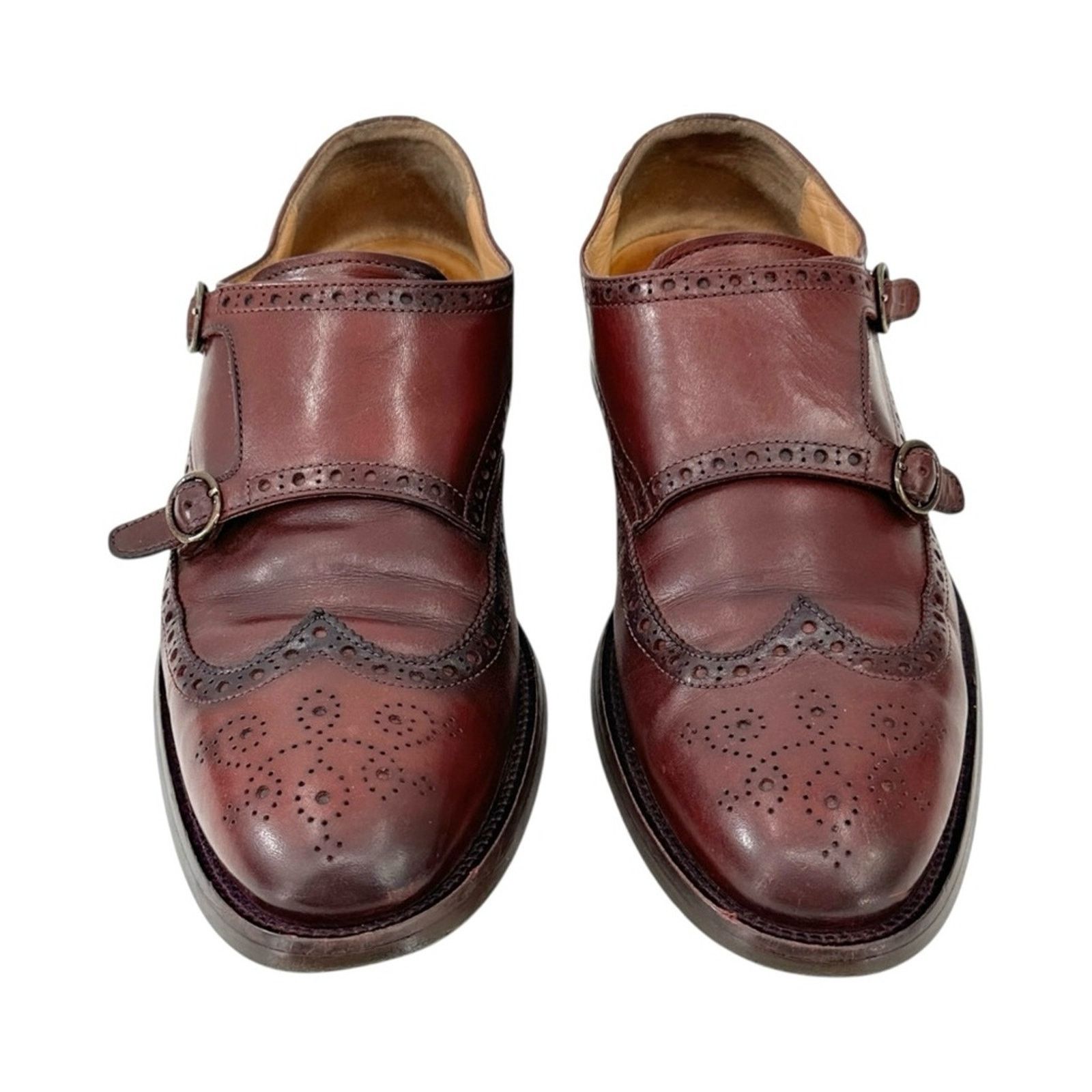 Velasca Burgundy Brown Monk Strap Leather Shoes Loafers Size US 9.5 / EU 42-43 - 3 Thumbnail