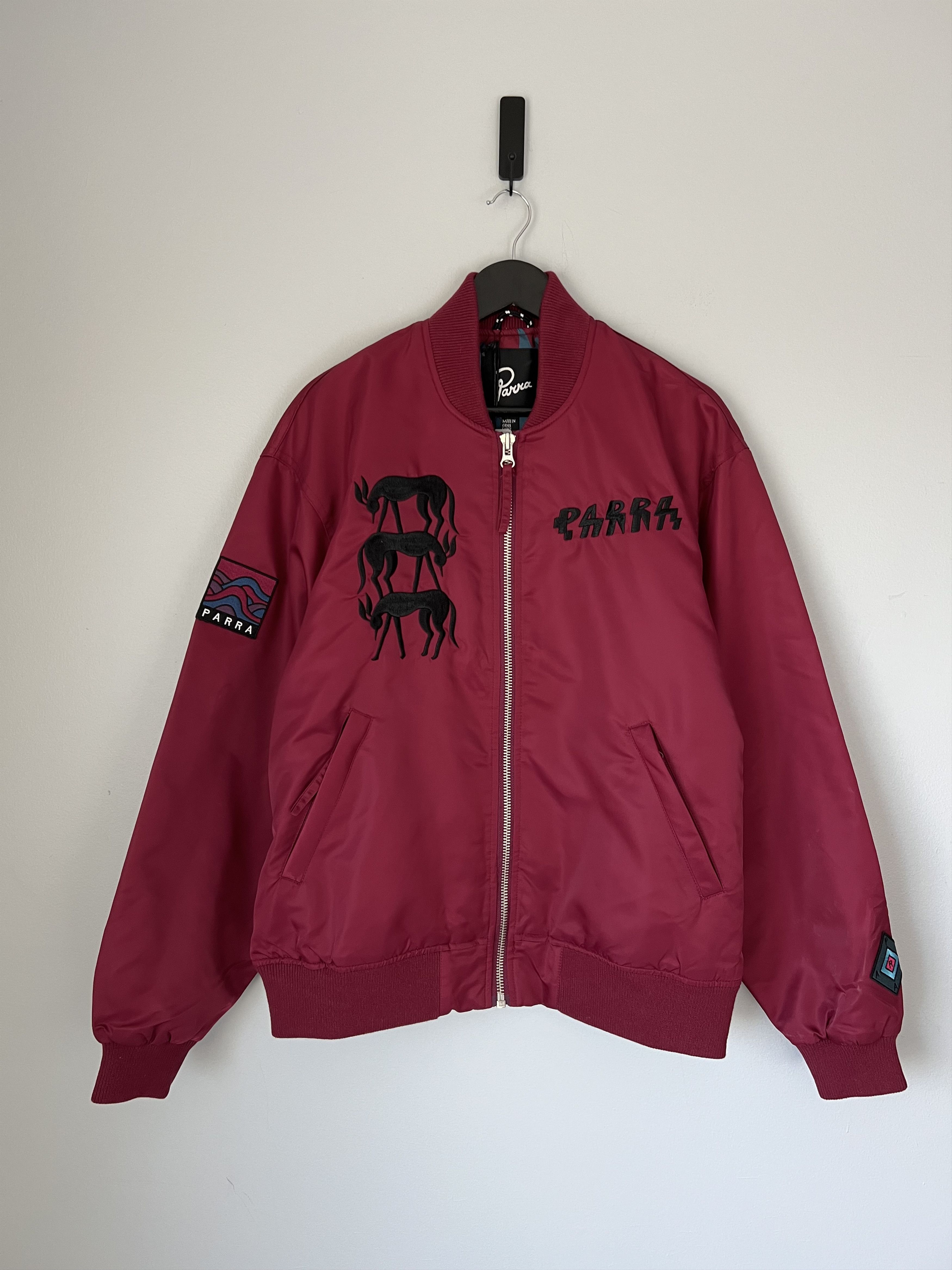 Parra Parra Stacked Pets Varsity Bomber Jacket in Deep Red Size US L / EU 52-54 / 3 - 1 Thumbnail