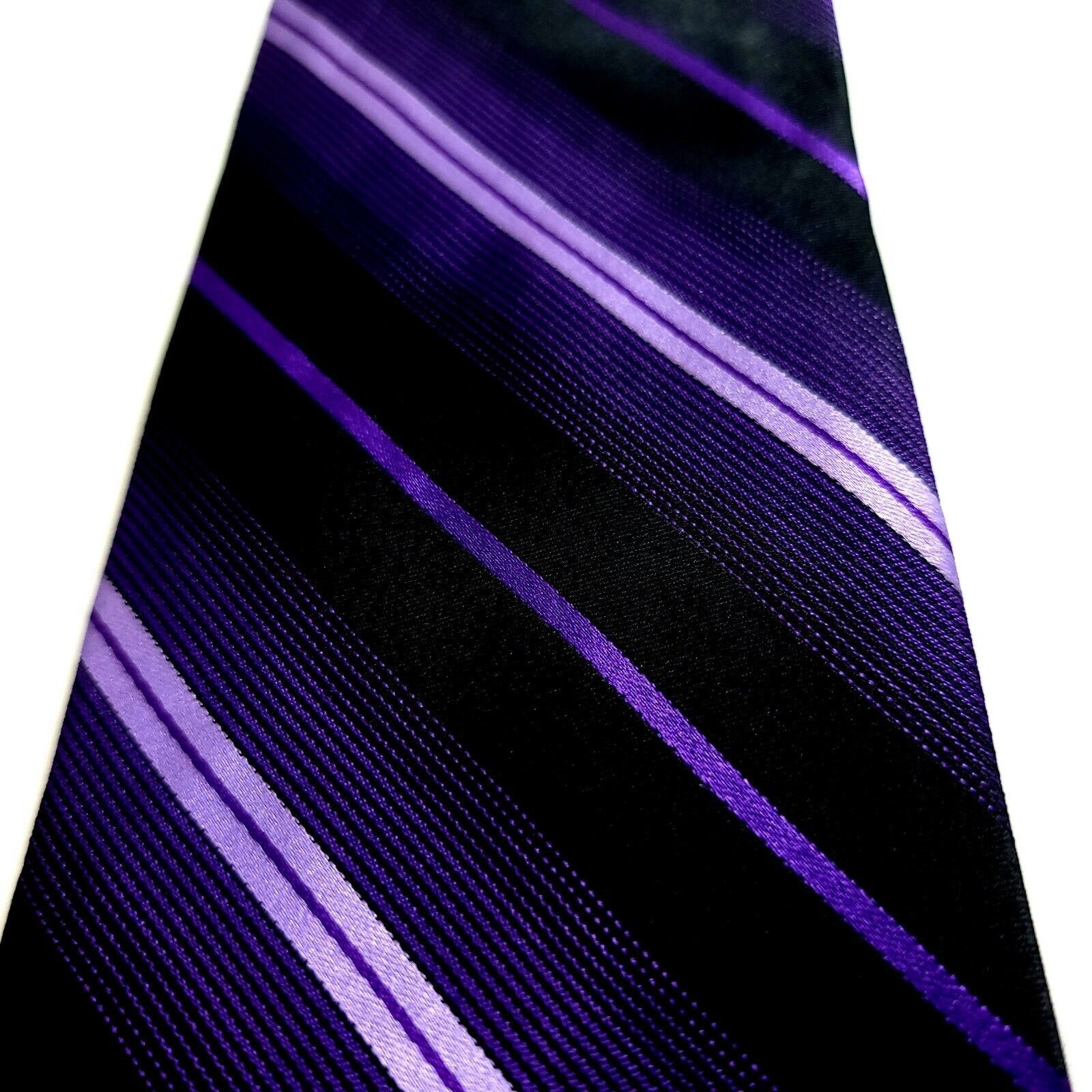 Croft & Barrow Croft & Barrow Black Purple Woven Striped Silk Tie Size ONE SIZE - 2 Thumbnail