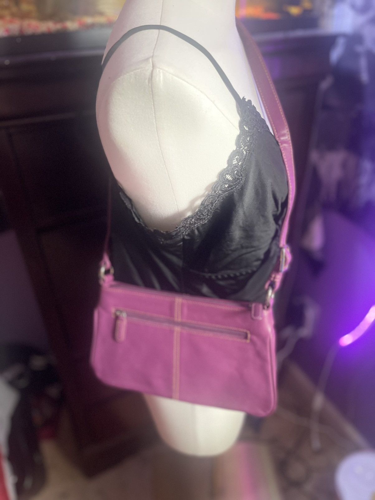 PICARD Vintage Purple leather crossbody bag with adjustable strap Size ONE SIZE - 4 Thumbnail