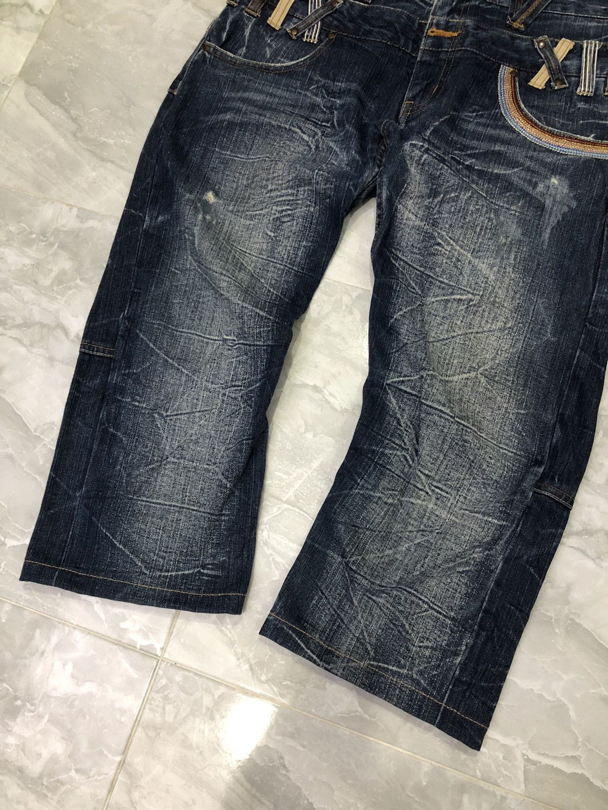 Japanese Brand Dominate Handcrafted 3/4 Denim – Double Waist + Patch Loop Size US 34 / EU 50 - 4 Thumbnail