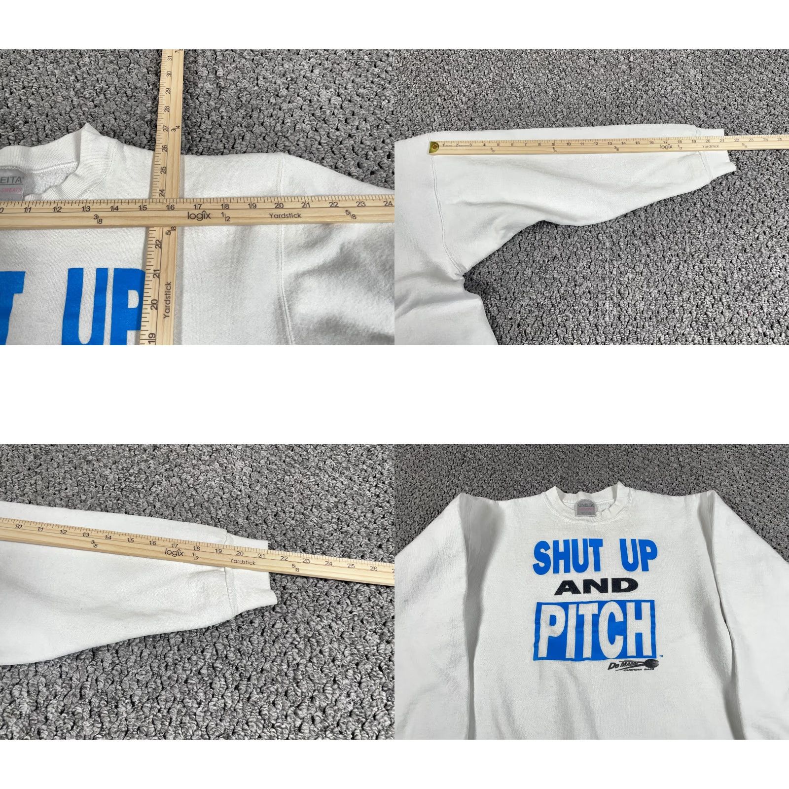 Vintage VTG 90s Shut Up and Pitch Sweatshirt Adult XL White Oneita Power Sweaters Size US XL / EU 56 / 4 - 8 Thumbnail
