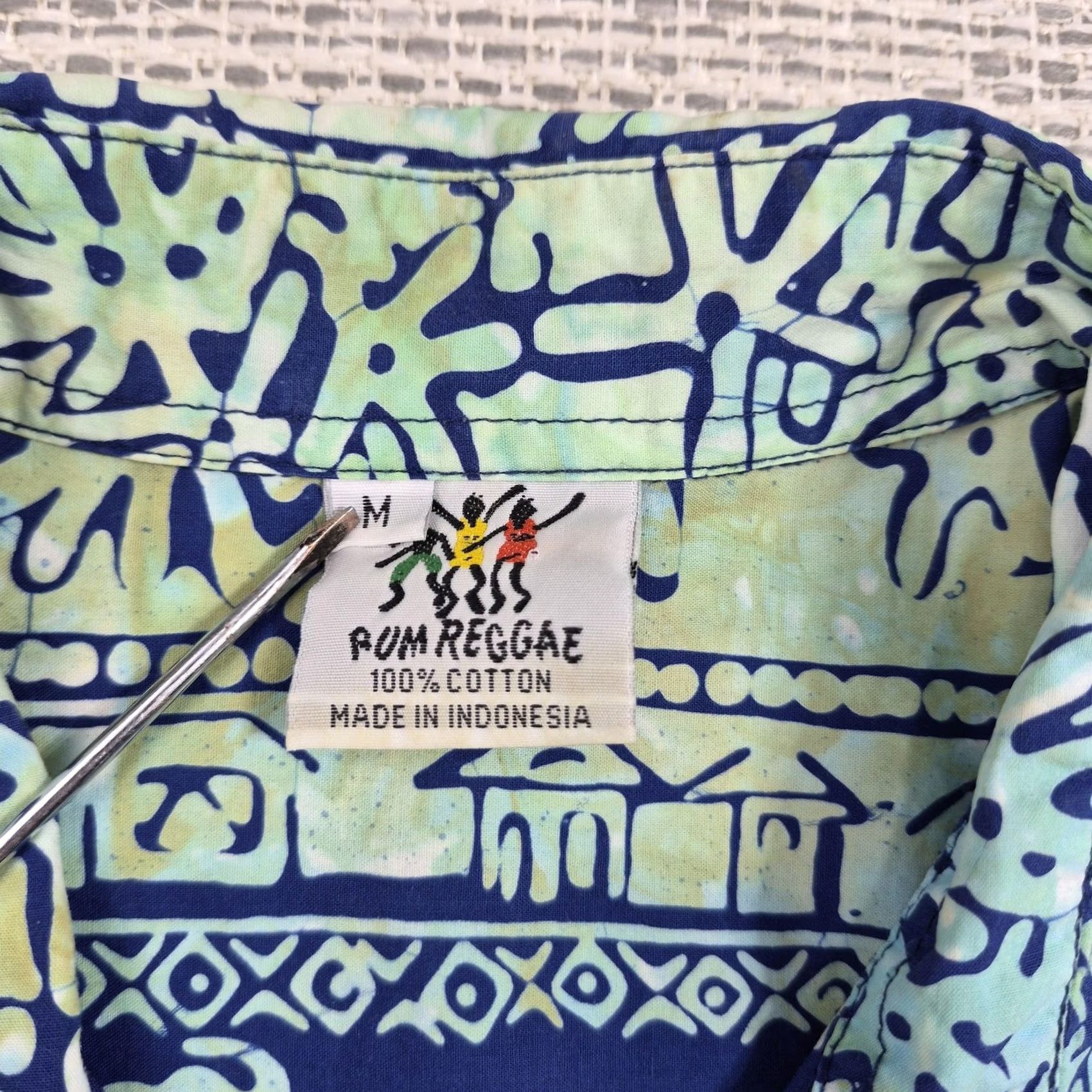 ALOHAS Rum Reggae Button Up Shirt Mens Medium Blue Hawaiian Aloha Short Sleeve Casual Shirt Size US M / EU 48-50 / 2 - 4 Thumbnail