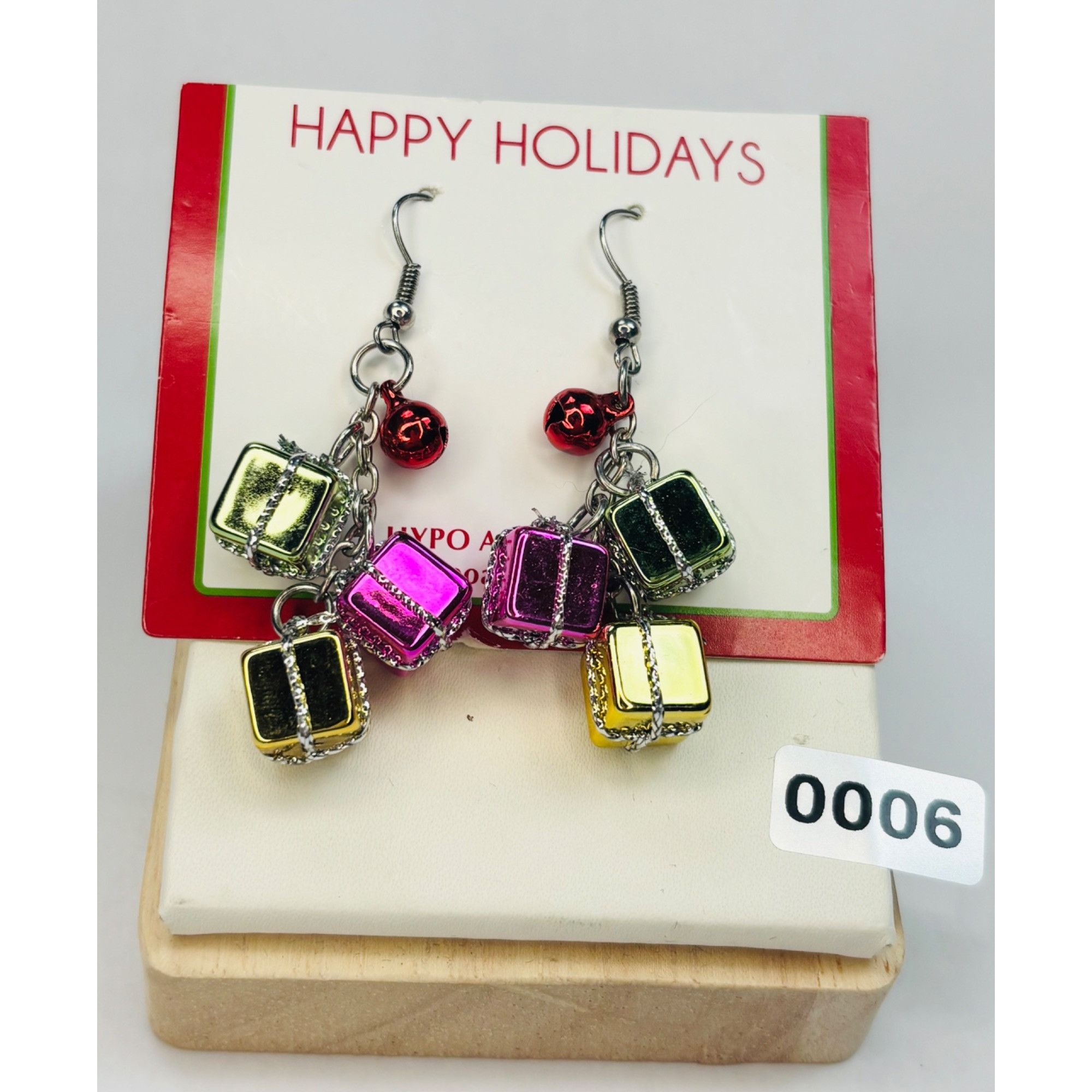 Other Holiday Gift Box Dangle Earrings With Red Bells Size ONE SIZE - 3 Thumbnail