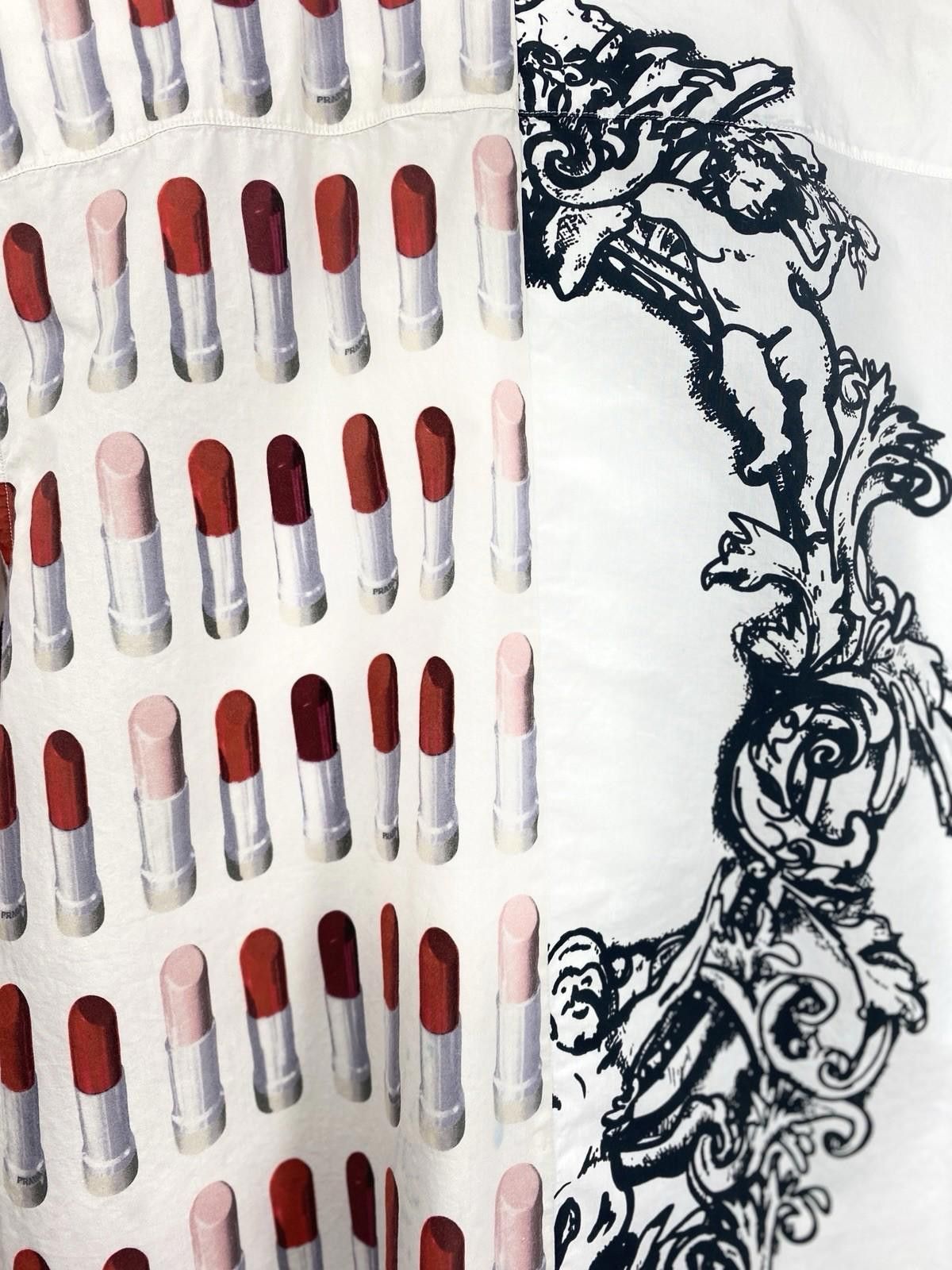 Prada Prada Double Logo Lipstick Button Short Sleeve Shirt FW18 Size 36R - 7 Thumbnail