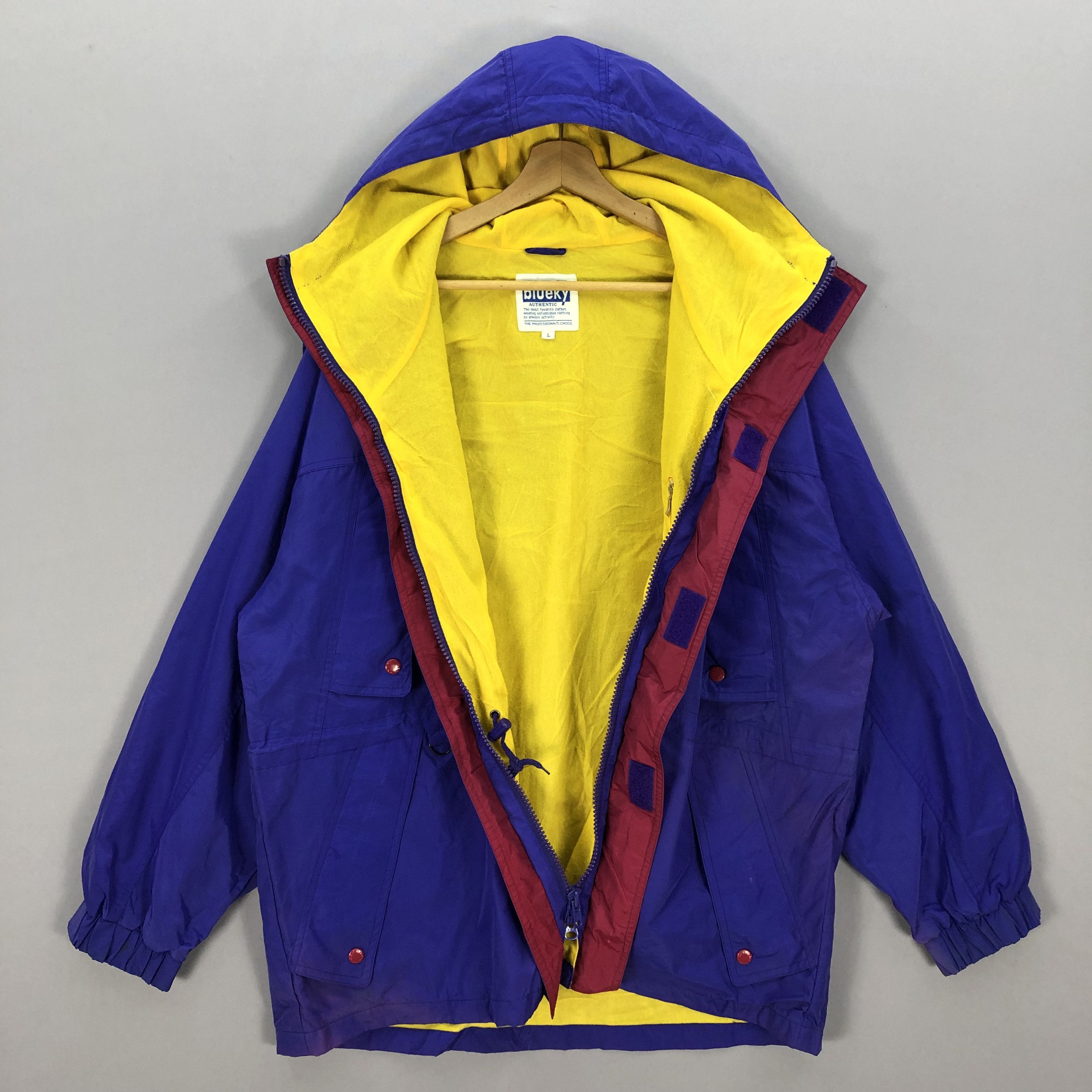 Japanese Brand × Vintage Vintage 90s Blueky Hoodie Windbreaker Zipper Jacket Size US XL / EU 56 / 4 - 4 Thumbnail