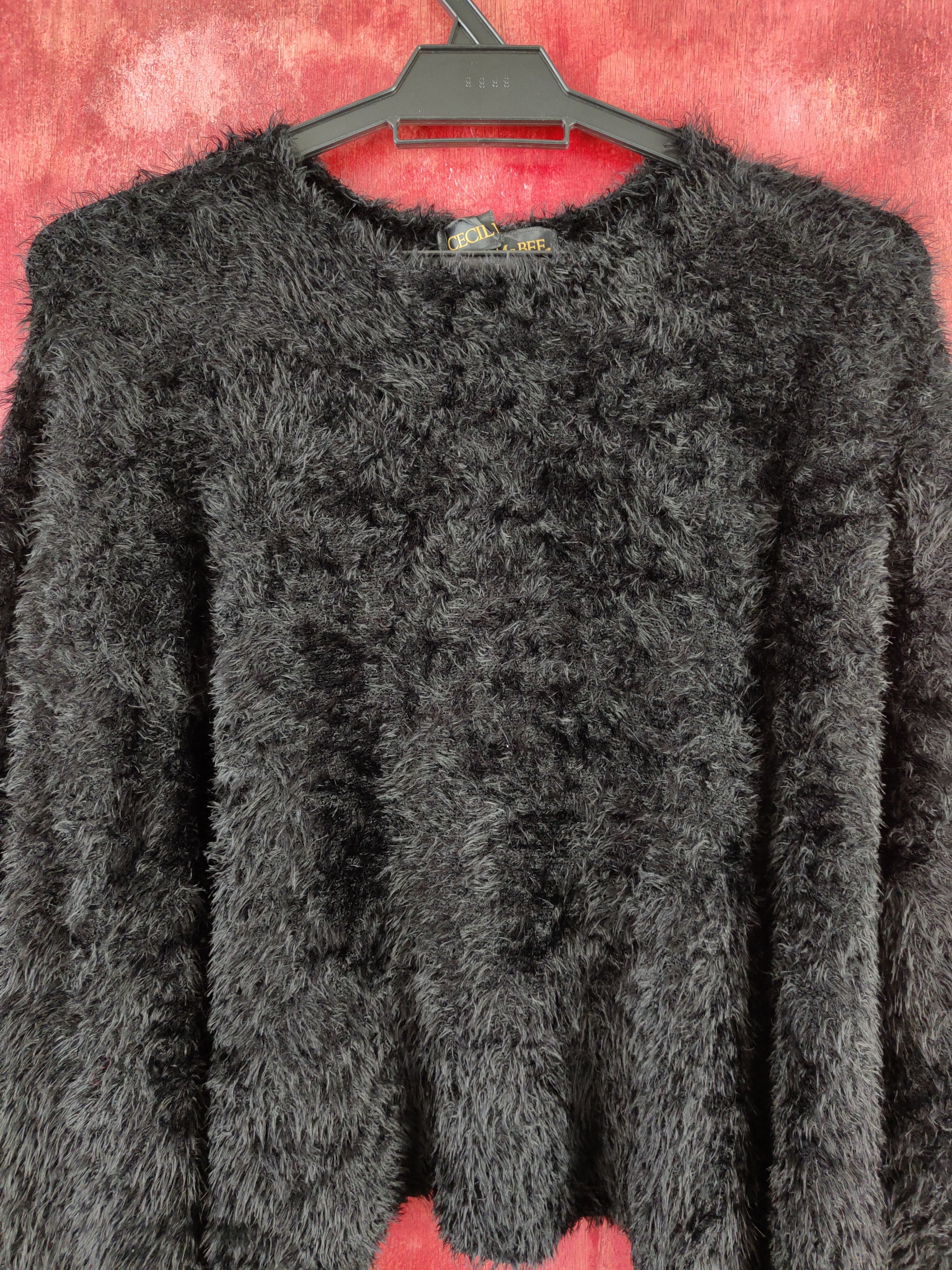 Aran Isles Knitwear × Designer × Japanese Brand Cecil McBee Black Shag Shaggy Fur Mohair Knitwear #S2036 Size L / US 10 / IT 46 - 2 Thumbnail