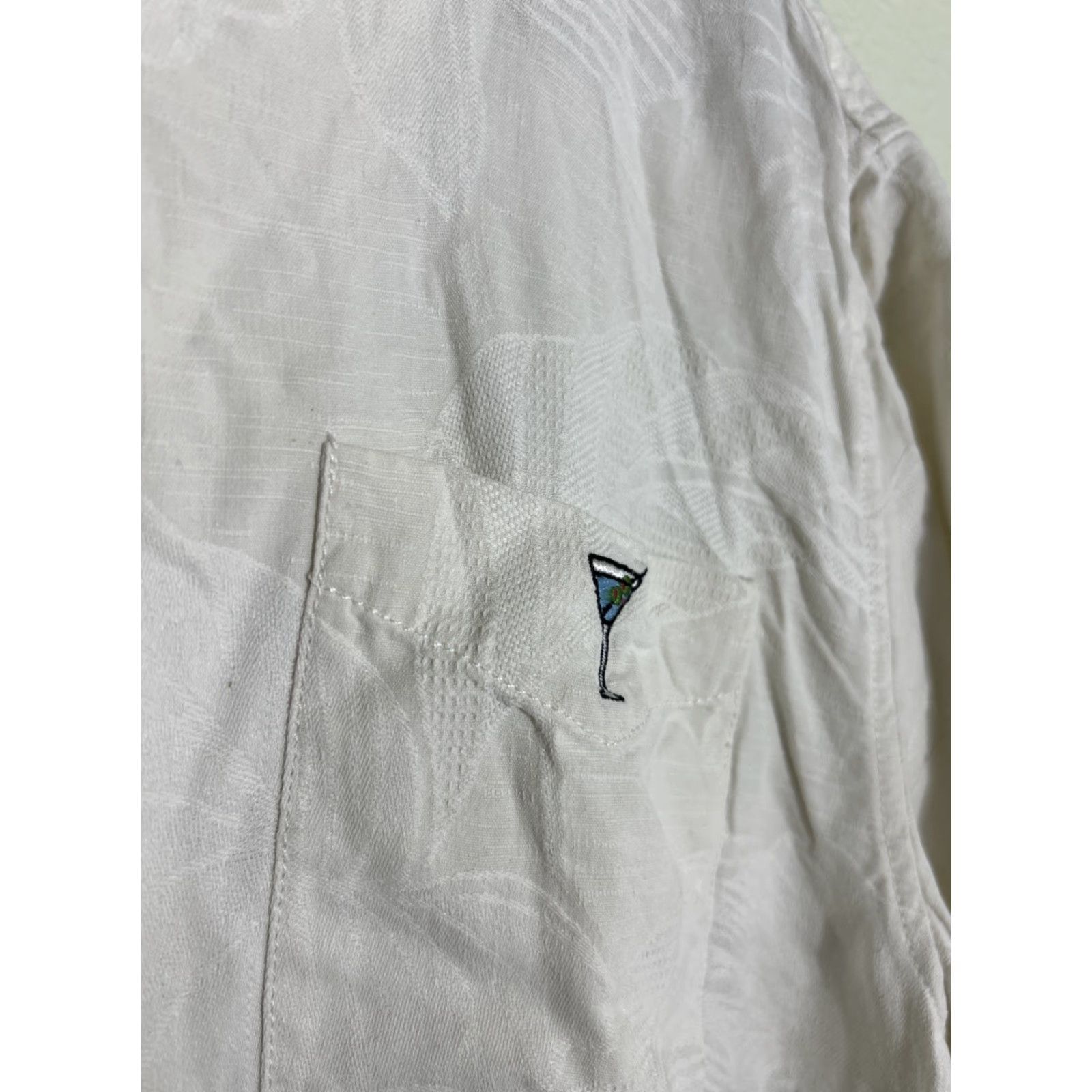 Tommy Bahama VINTAGE Tommy Bahama Mens Large Button-Up Shirt White Stained Martini Glass Parrots Party Short Sleeve, Casual Island Style Mens Size US L / EU 52-54 / 3 - 6 Thumbnail
