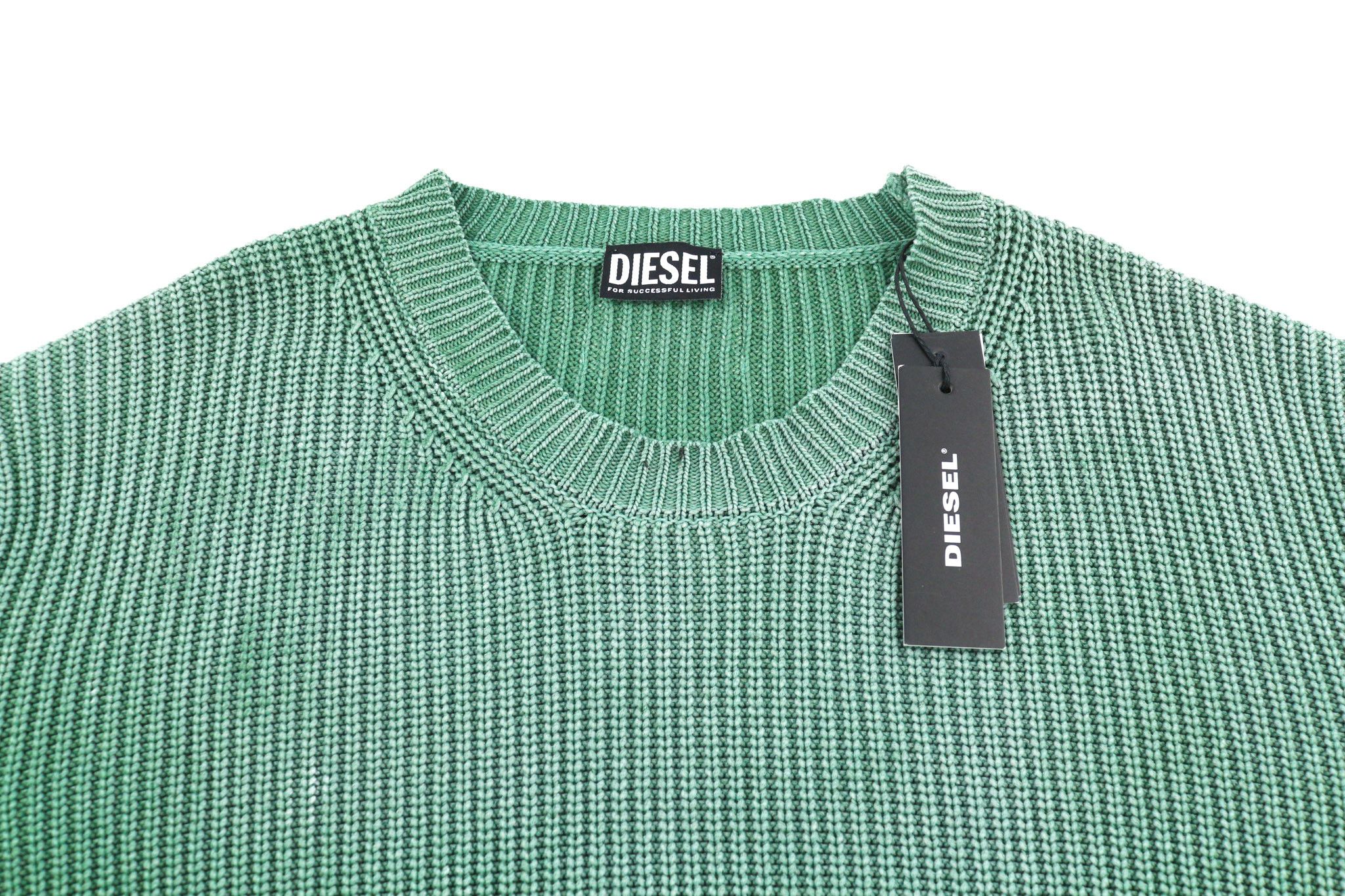 Diesel K-KENTUCKY L Washed Crew Knit Green Jumper 40146 Size US L / EU 52-54 / 3 - 4 Thumbnail