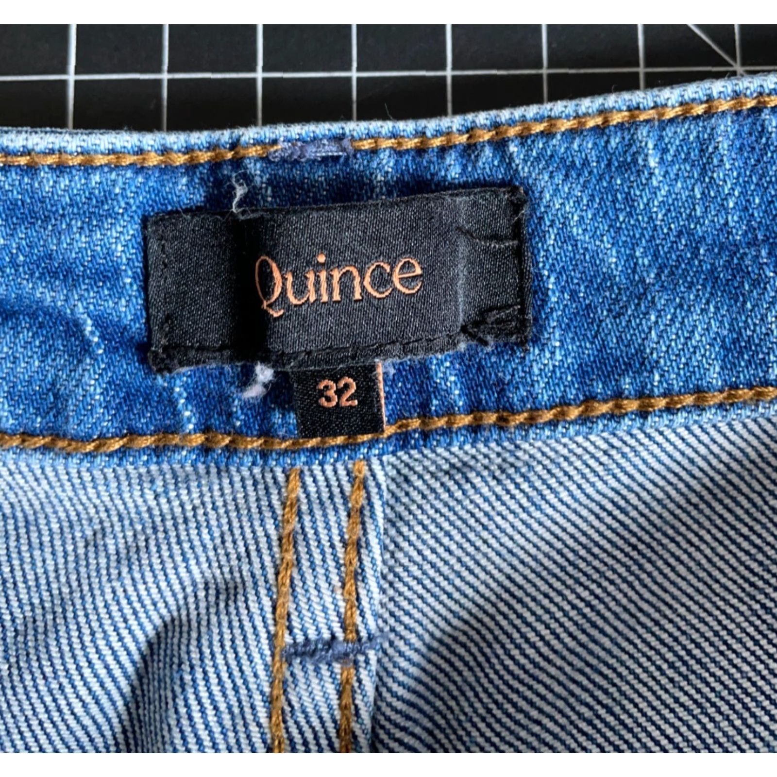 Quince Quince Bella Stretch Barrell Jeans Women's 32 Atlantic Blue Denim High Rise 5-Pocket Wide-Leg Jeans Mens? Size 24" / US 00 / IT 34 - 3 Thumbnail