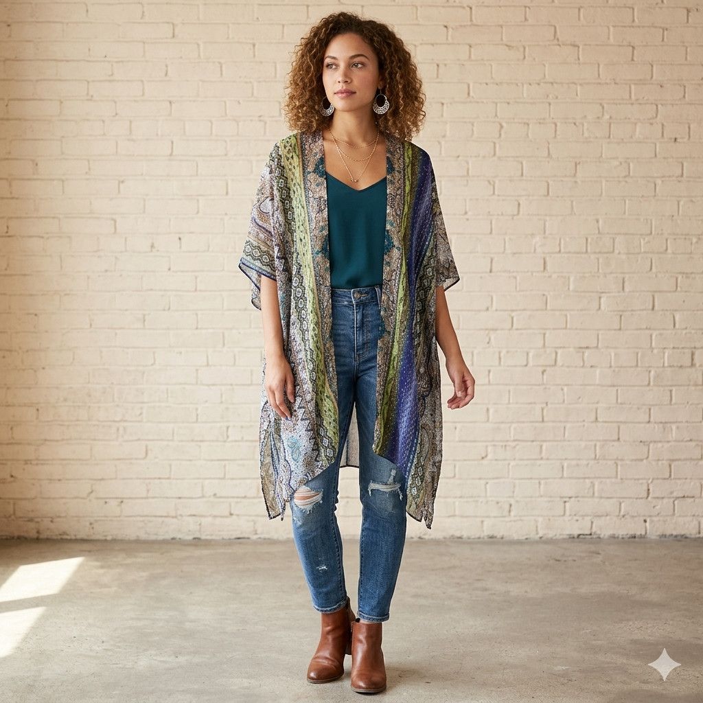 Jessica McClintock Jessica McClintock Scarf Shawl Wrap Cardigan Indigo Olive Size ONE SIZE - 2 Thumbnail