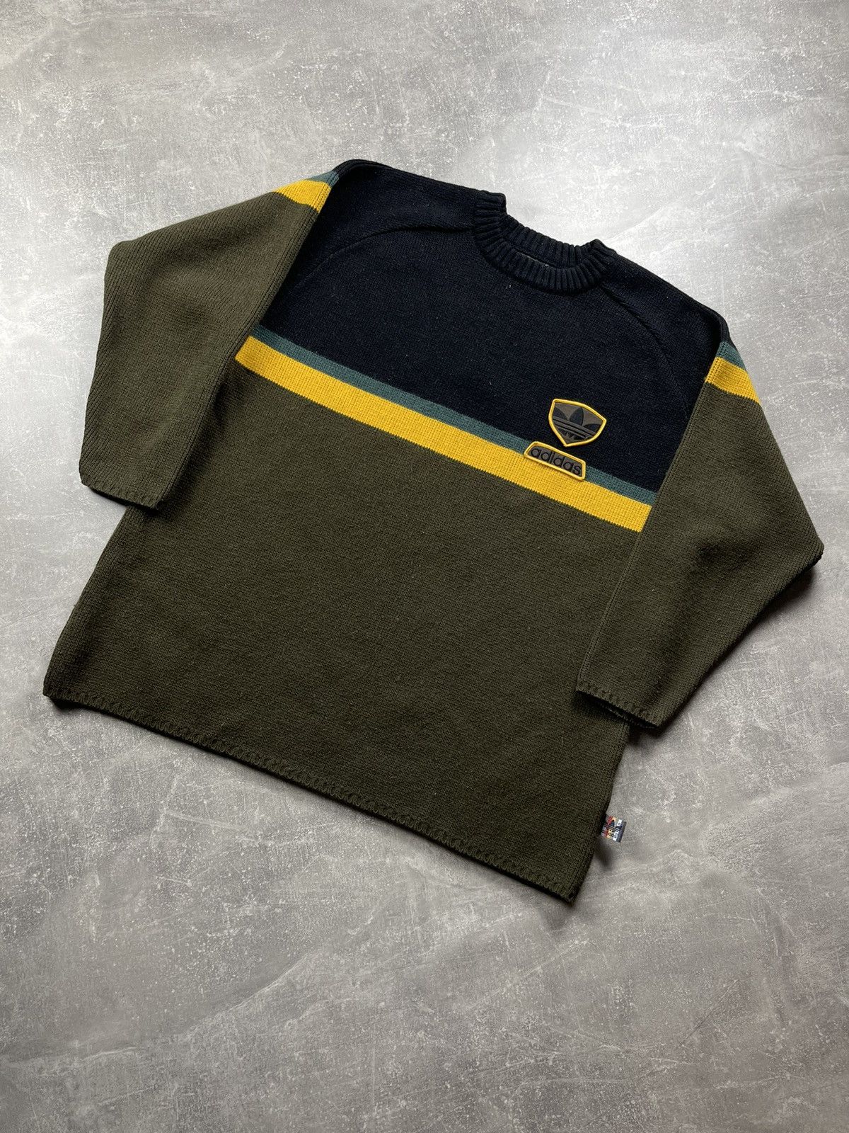 Adidas Adidas Black Green Knit Wool Sweater Size M 2000s Size US M / EU 48-50 / 2 - 1 Thumbnail