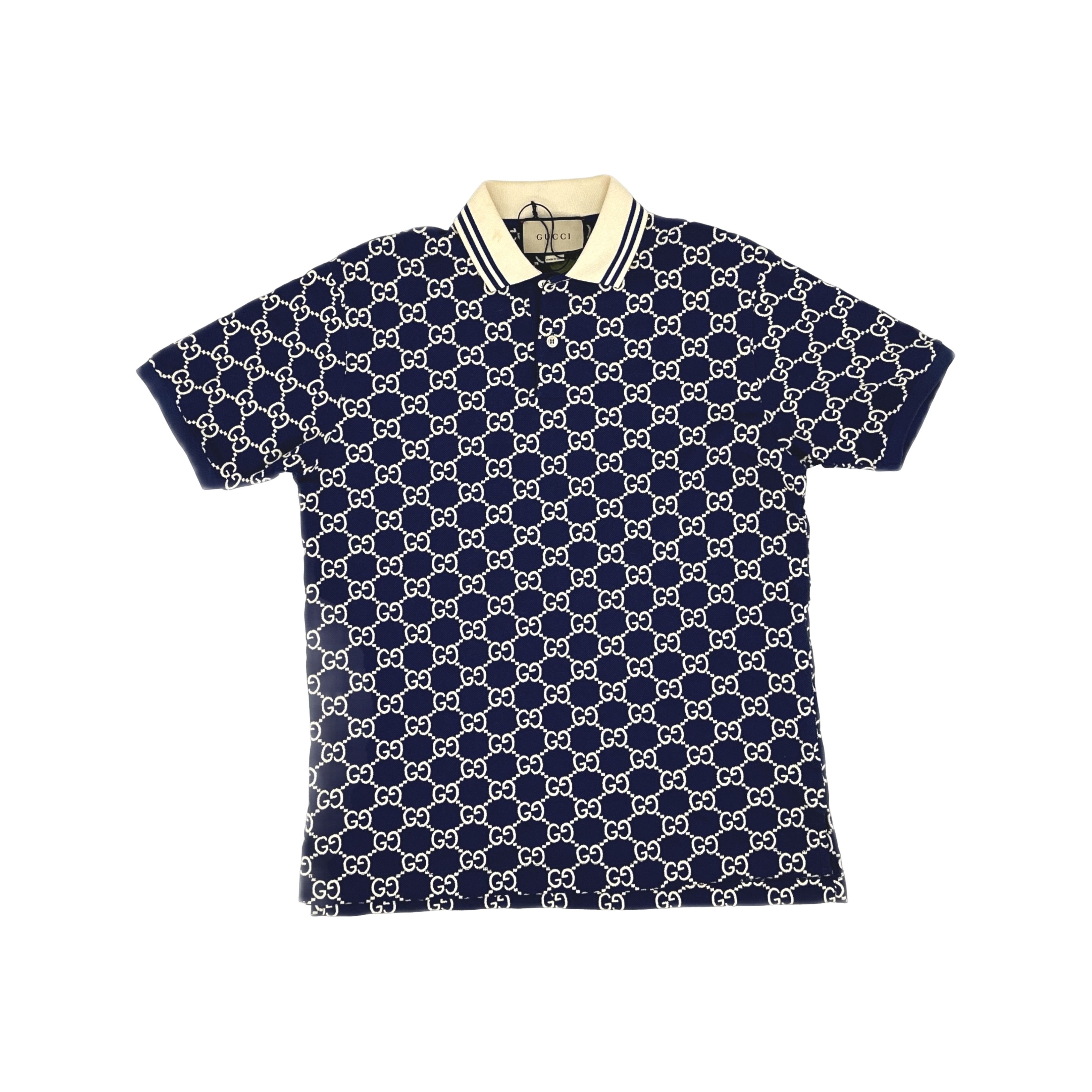GUCCI ネイビー GGモノグラムポロシャツ Gucci Gucci Navy GG Monogram Polo Shirt Size M | Grailed