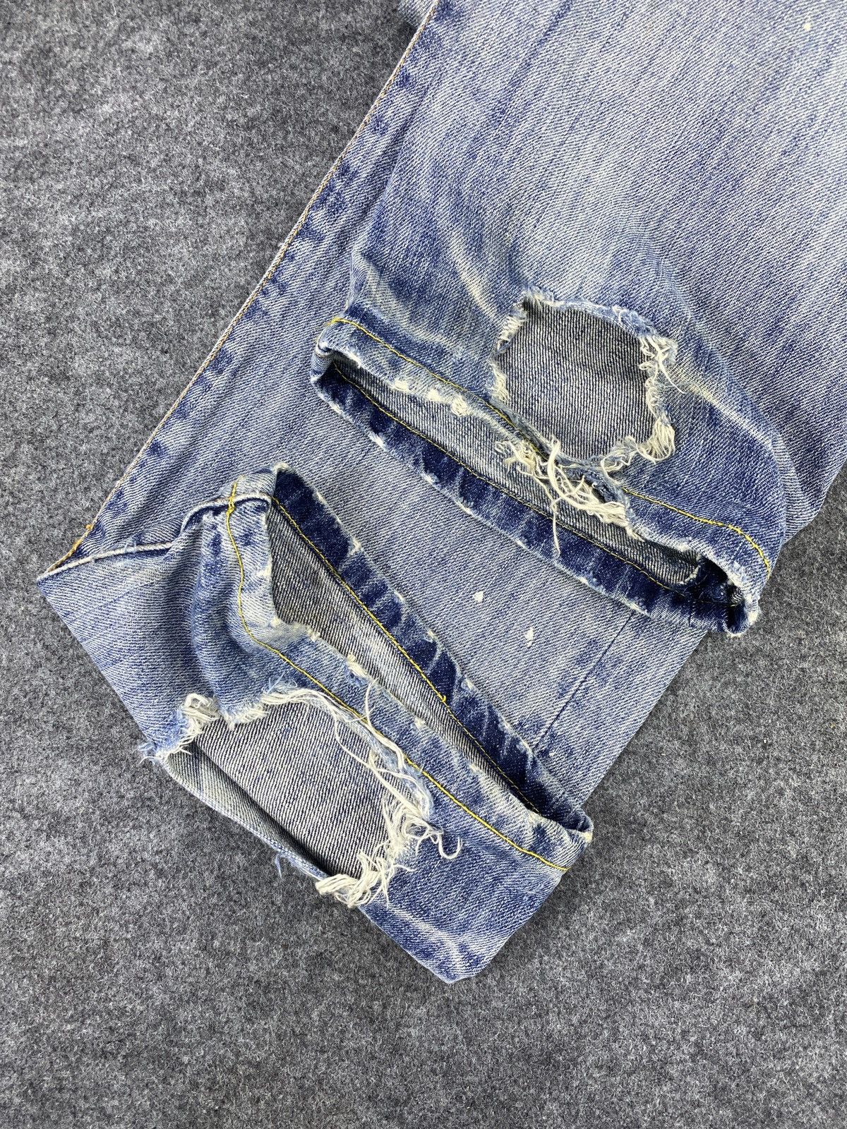 Japanese Brand × Jean Flash Report Distress Blue Wash Denim - J972 Size US 33 - 13 Thumbnail