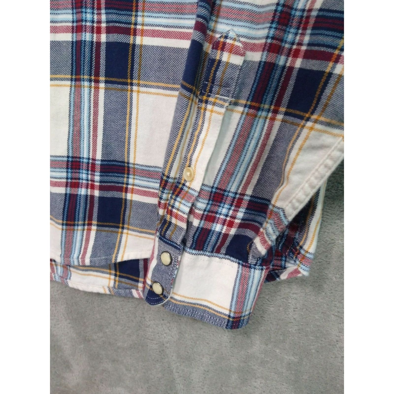 Lucky Brand Lucky Brand Shirt Mens Large White Plaid Flannel Saturday Stretch Pearl Snap Button-Up Casual Confident Classic 90s? Size US L / EU 52-54 / 3 - 3 Thumbnail