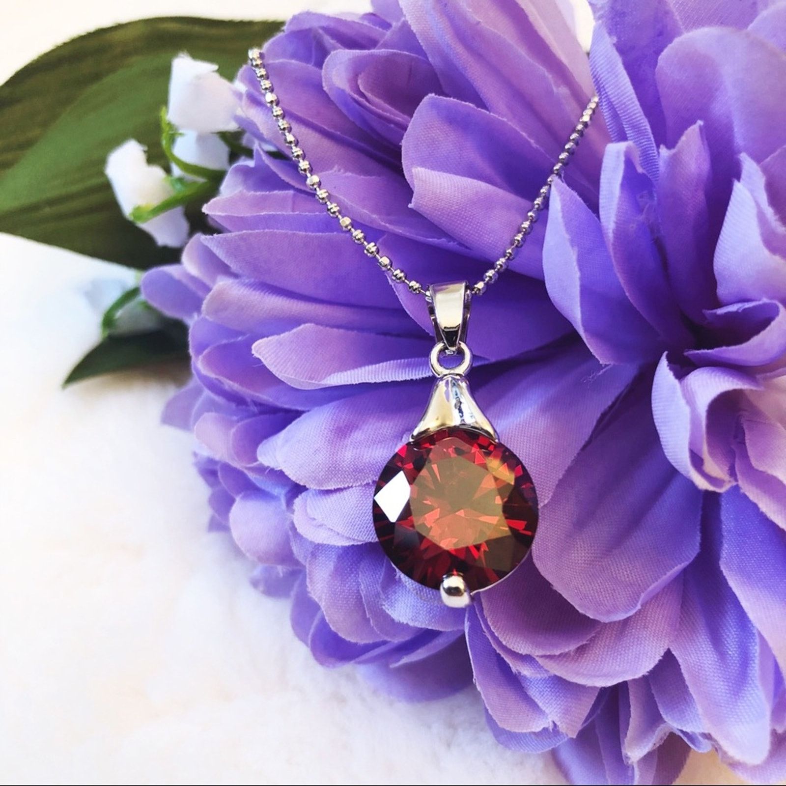 Other Silver Red Crystal Necklace Size ONE SIZE - 1 Thumbnail