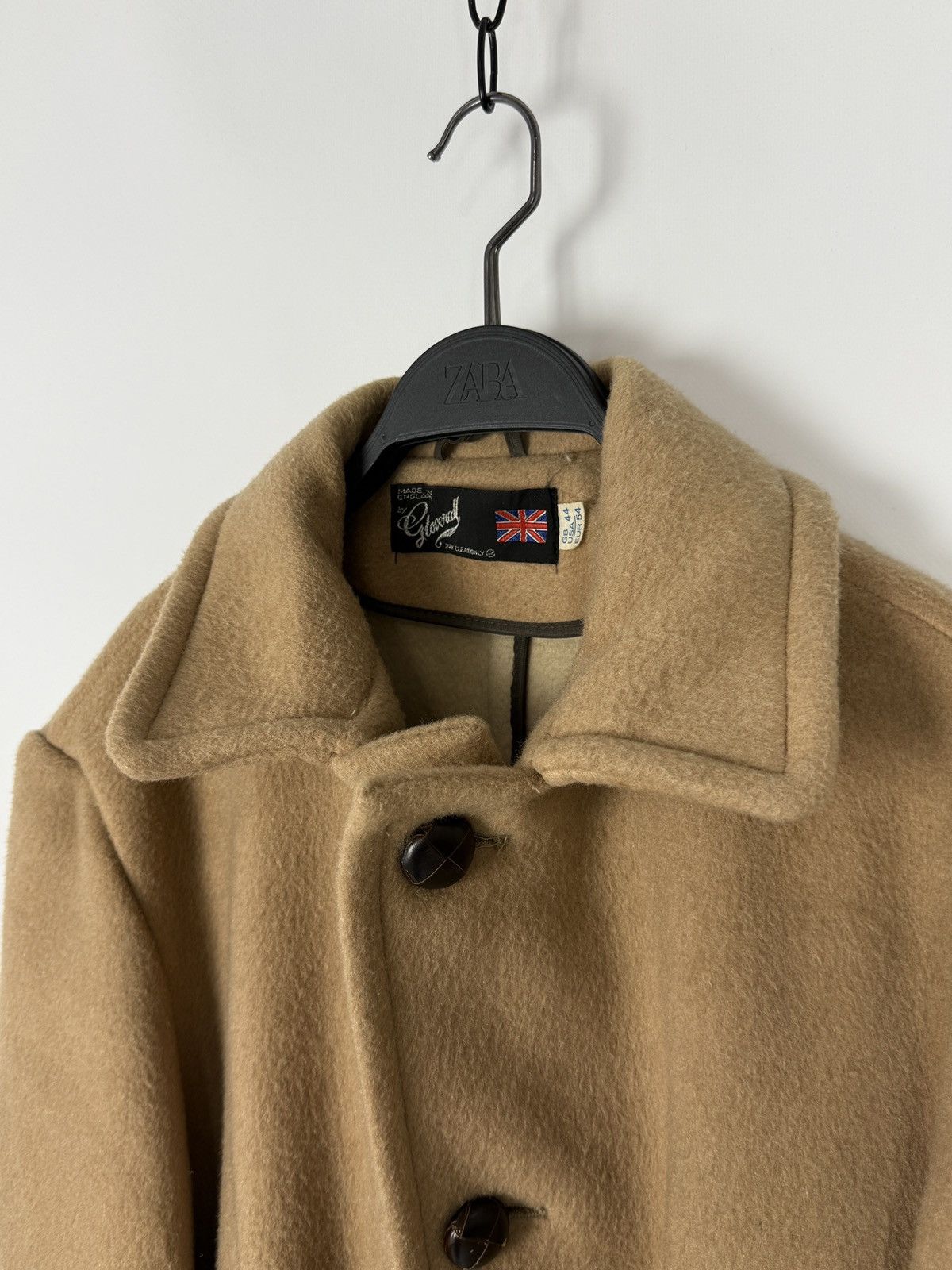 Gloverall 1970s Vintage Gloverall England Camel Beige Wool Mid Coat 54 Size US L / EU 52-54 / 3 - 6 Thumbnail