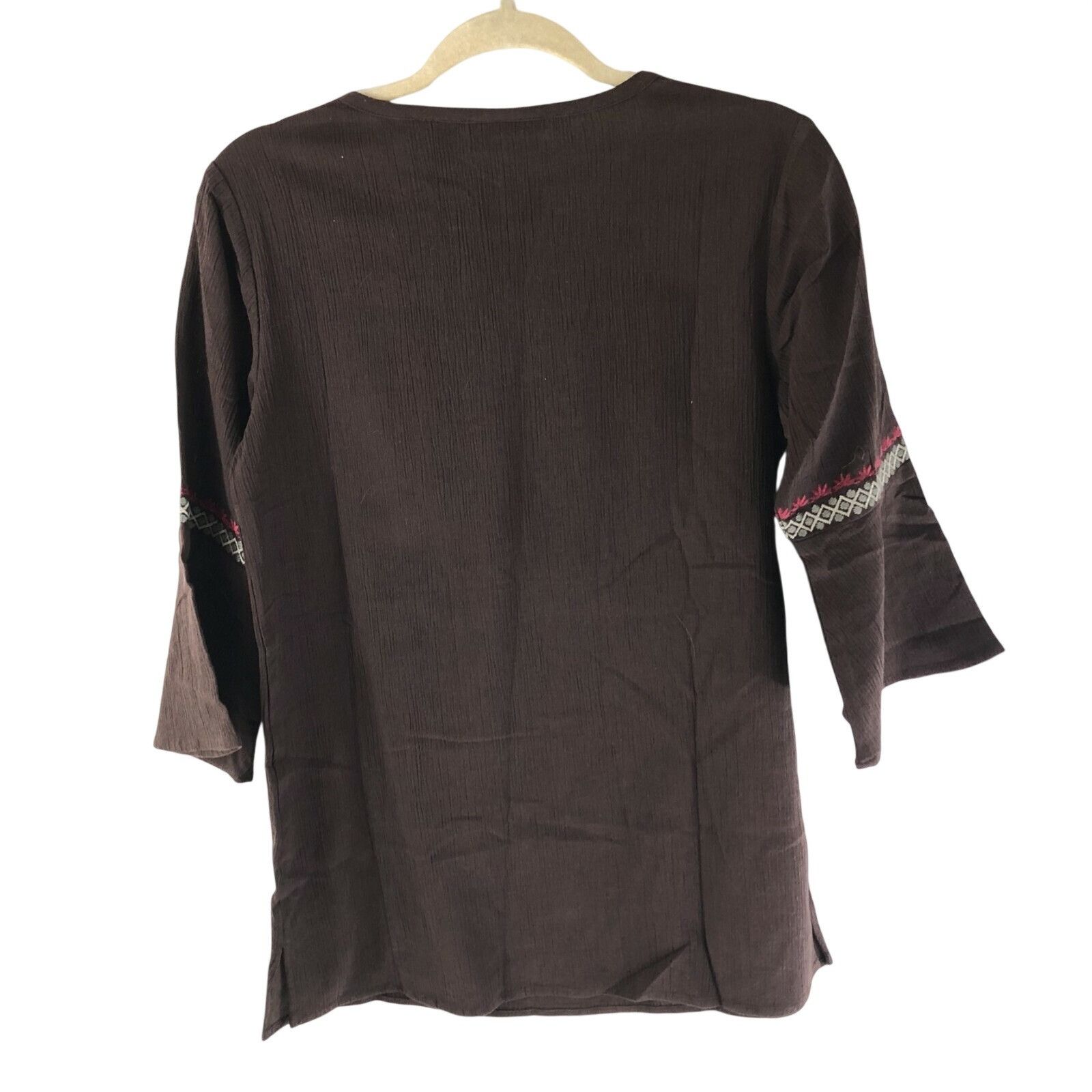 Other Denim & Co Crinkle Gauze Embroidered Top Tunic 3/4 Bell Slee Size XXS / US 00 / IT 34 - 2 Thumbnail