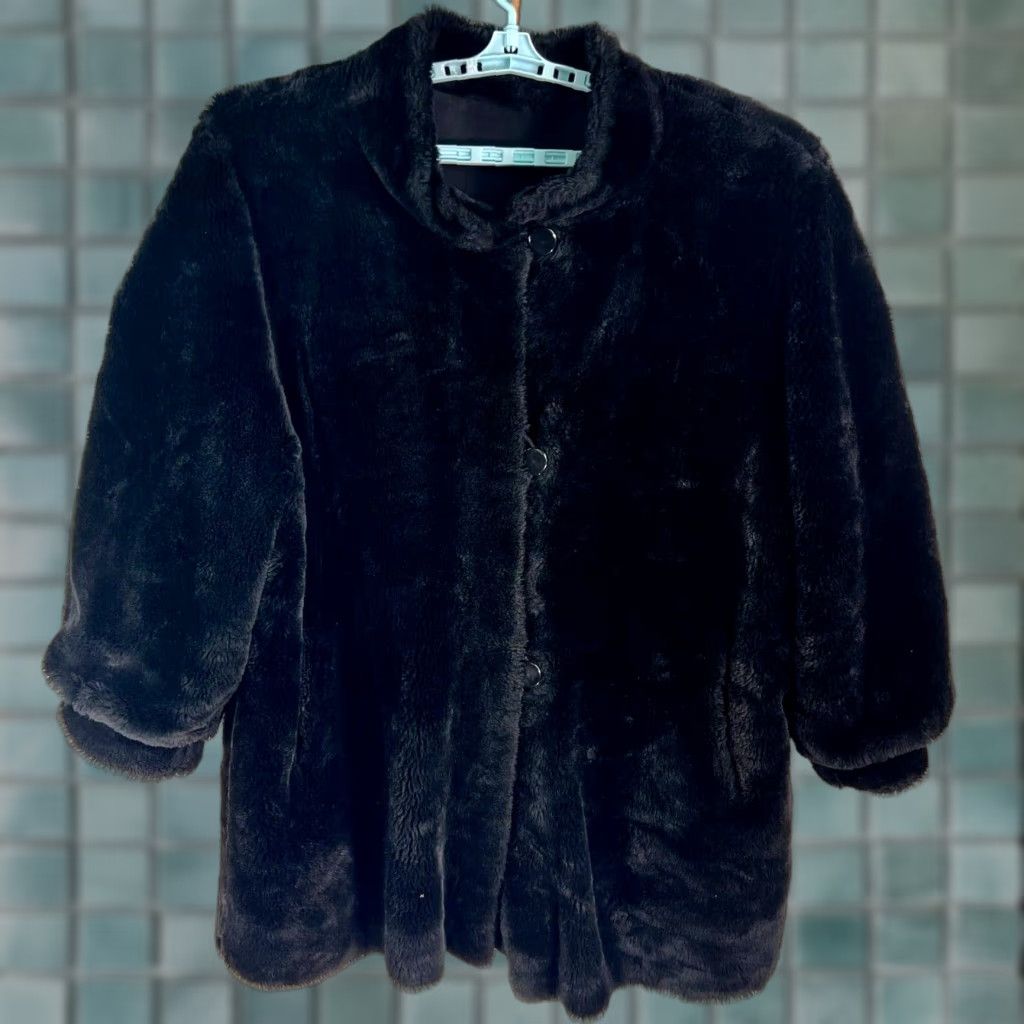 Vintage VINTAGE J Percy Women's Faux Fur Coat 1970s Soft Warm Black Size 2XL Size XXL / US 16-18 / IT 52-54 - 1 Thumbnail