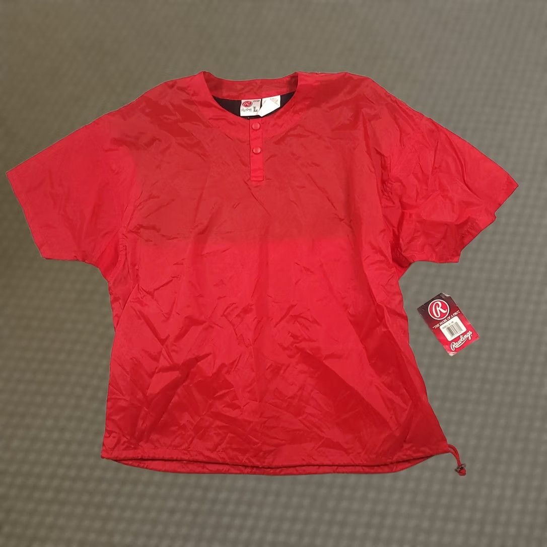 Vintage VINTAGE Rawlings Windbreaker Shirt Men’s L Red Pitching Warm Up Jacket Short Sleeve Size US L / EU 52-54 / 3 - 1 Thumbnail