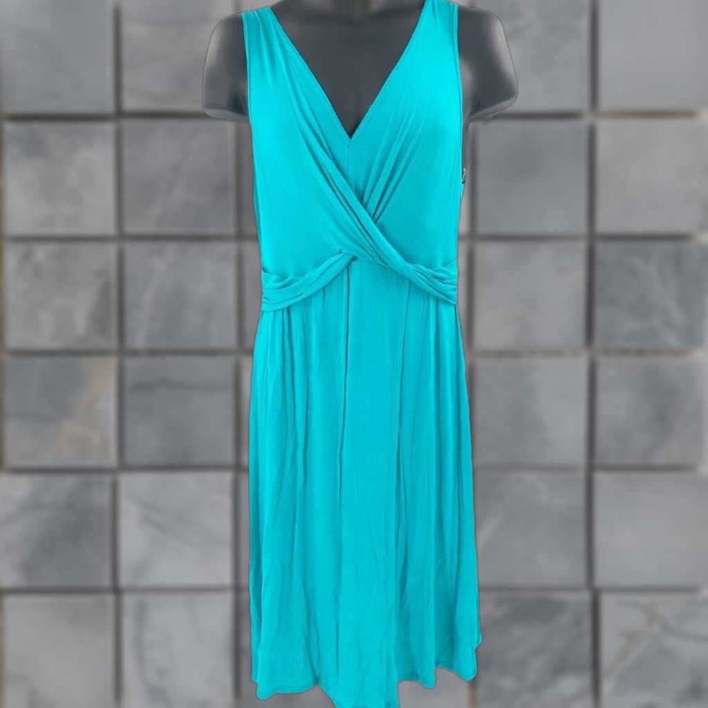 Vintage The Vanity Room Dress V-Neck Green Midi Sleeveless A-Line Pullover Regular M Womens Casual Date Made in USA Size M / US 6-8 / IT 42-44 - 1 Thumbnail