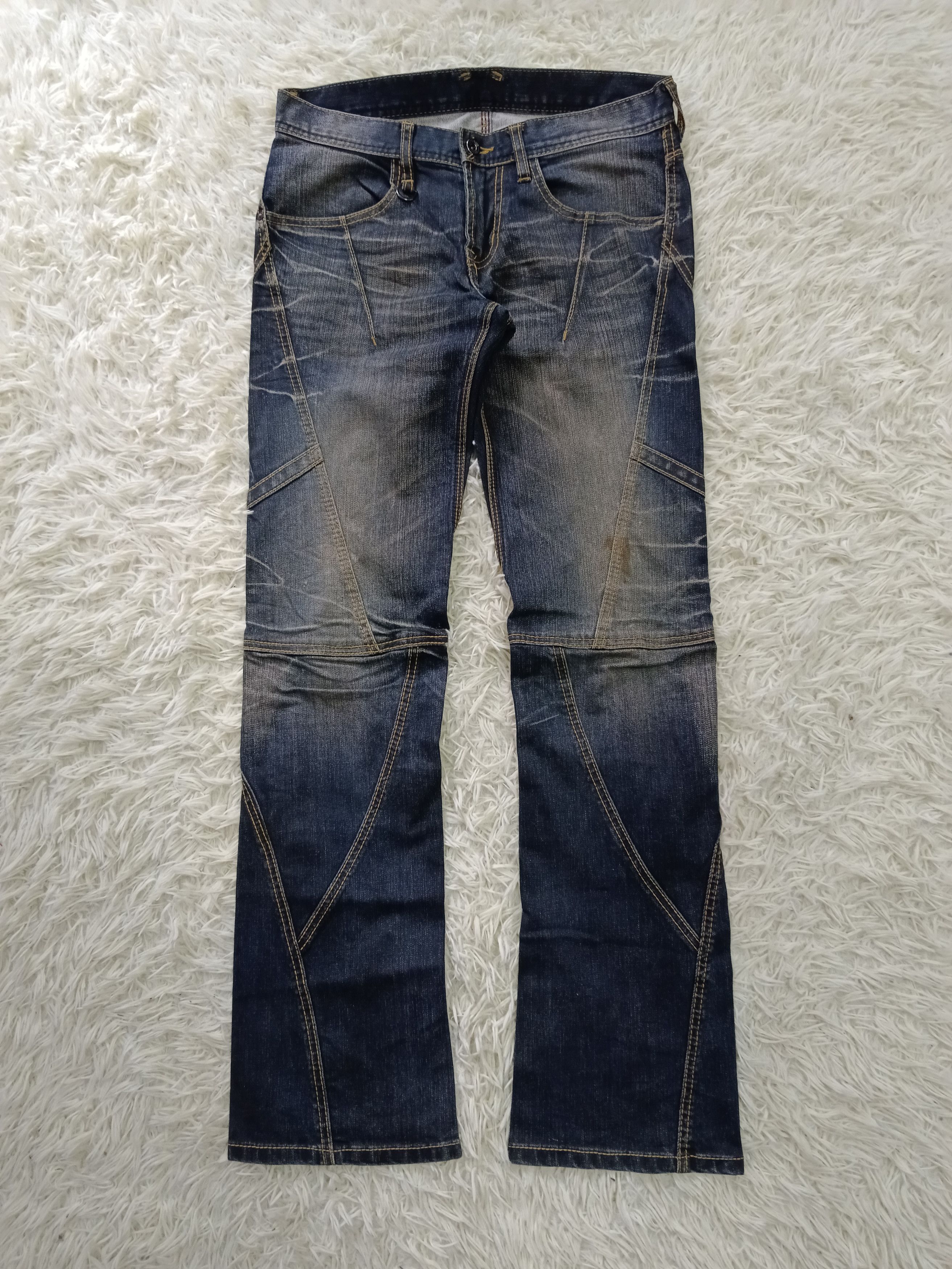 Nicole Club INSANE 90s🔥NICOL CROSS STITCH FLARE DENIM PANTS Size US 31 - 1 Thumbnail