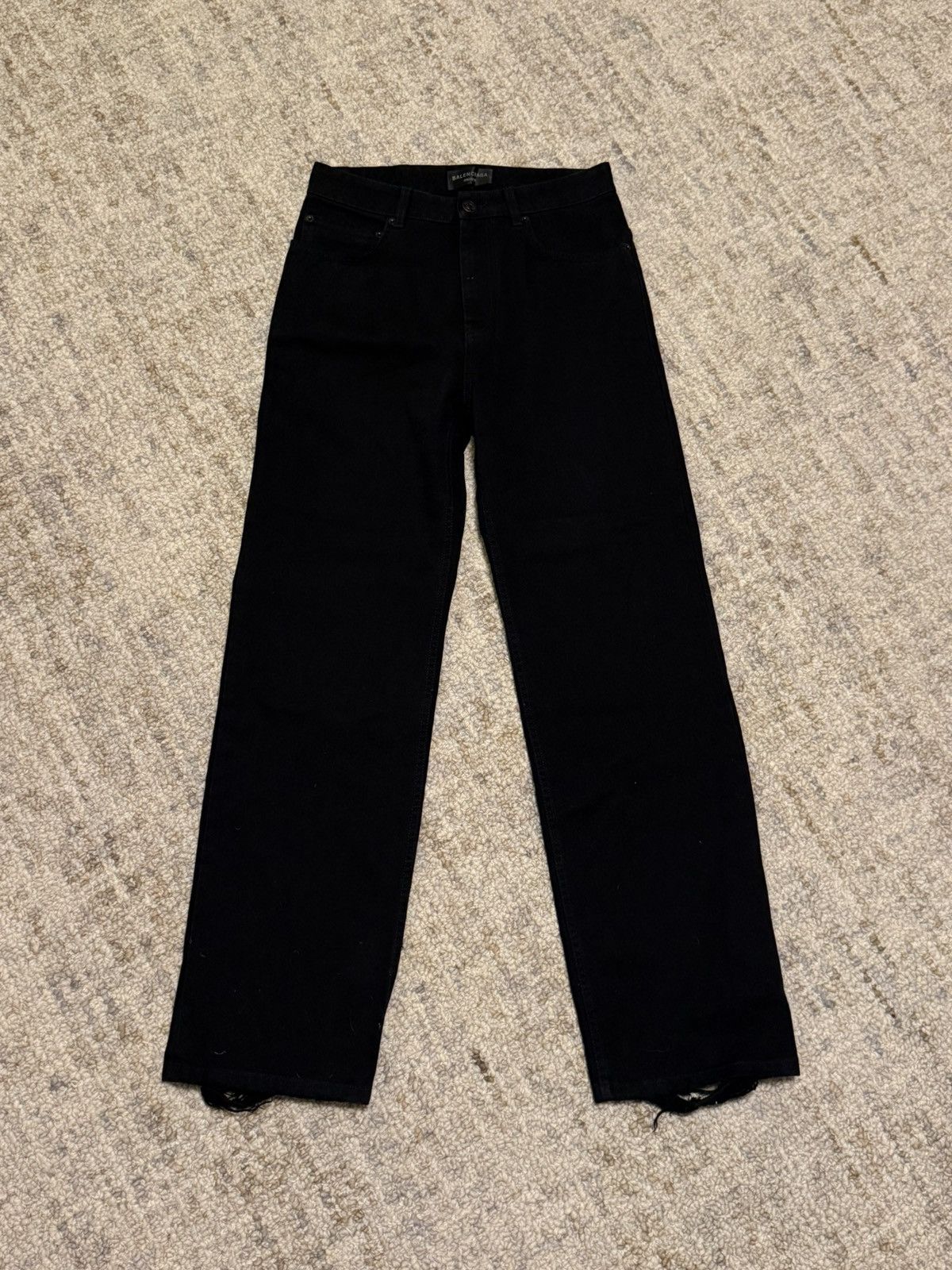 Balenciaga Balenciaga Ripped Hem Black Denim Jeans Size US 29 - 1 Thumbnail