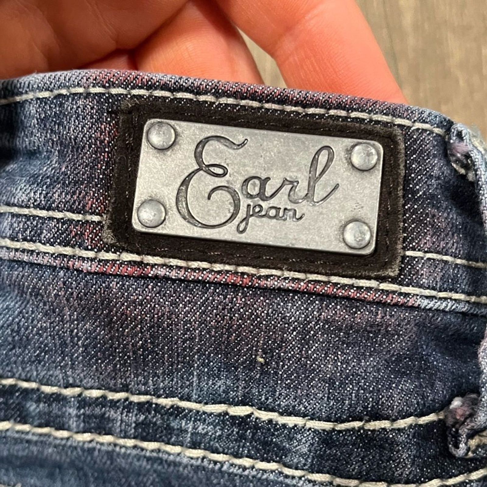 Earl Jeans Earl Jean Straight Jeans Mid-Rise Beaded Embellished Sz 12 Size 34" / US 12 / IT 48 - 11 Thumbnail