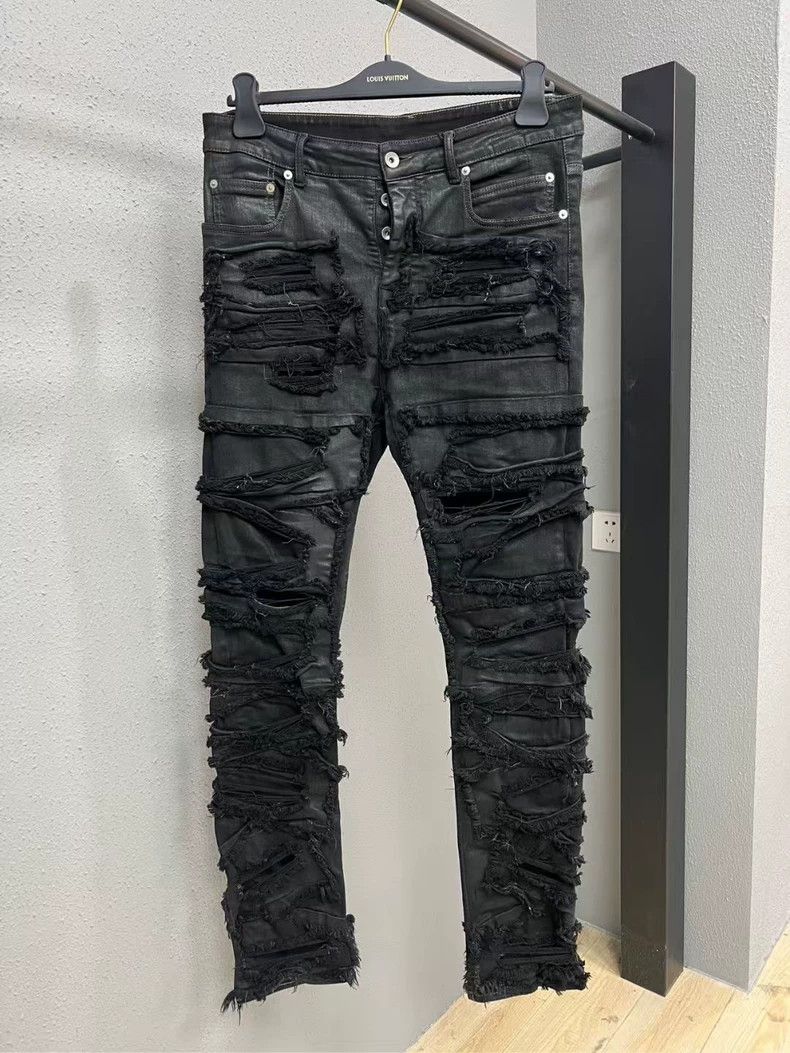 Rick Owens rick owens black distressed denim pants-dmc Size US 31 - 1 Thumbnail