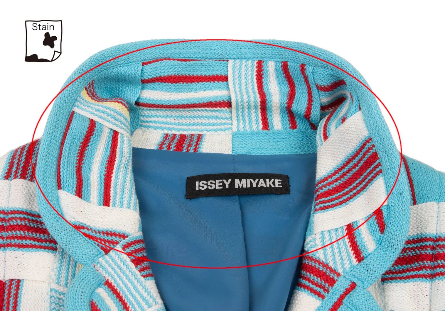 Issey Miyake Cotton Stripe Knit Patchwork Design Jacket in White and Blue Size US XL / EU 56 / 4 - 4 Thumbnail