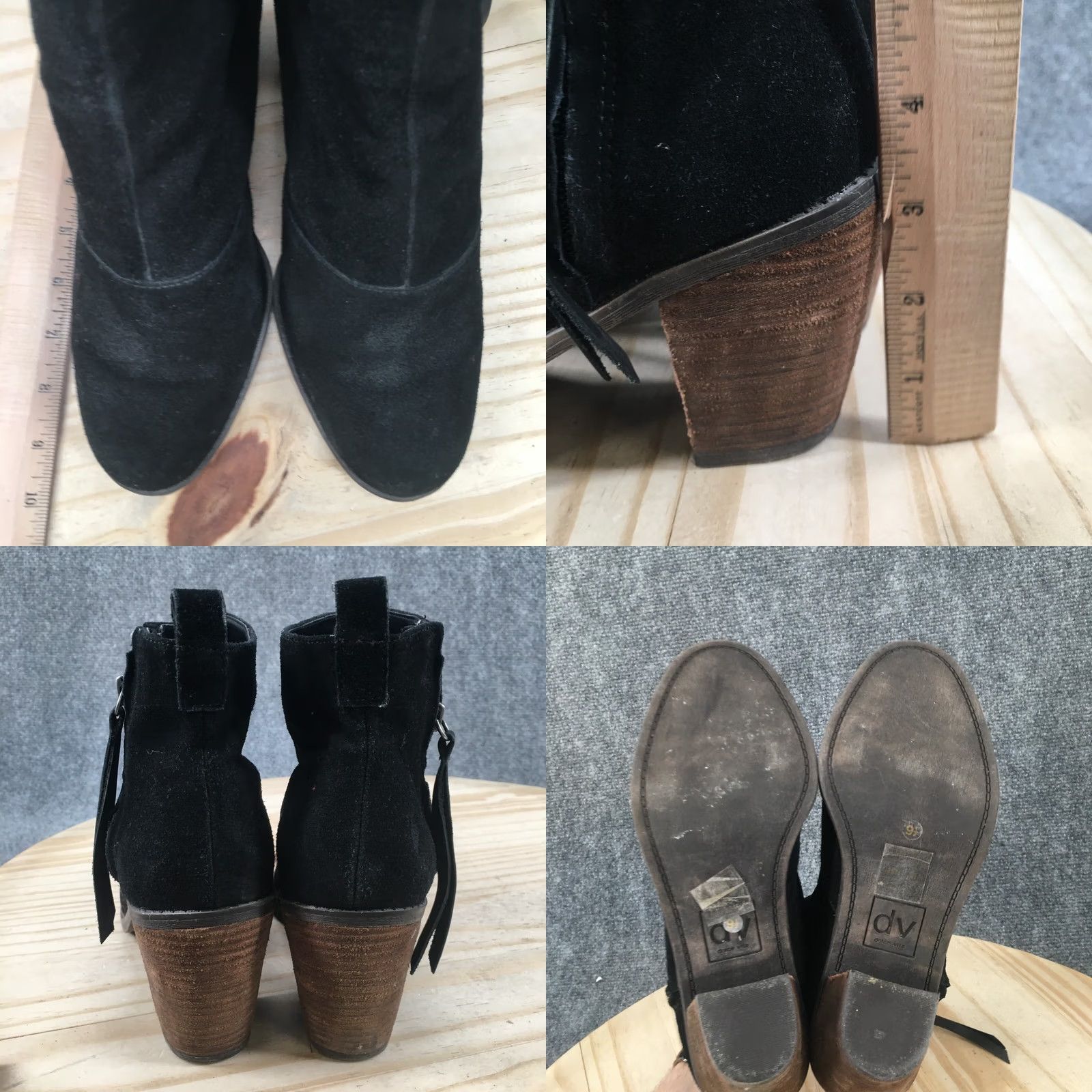 Dolce Vita DV By Dolce Vita Boots Womens 9.5 Ankle Booties Heels Black Leather Side Zip Mens? Size US 10 / IT 40 - 8 Thumbnail