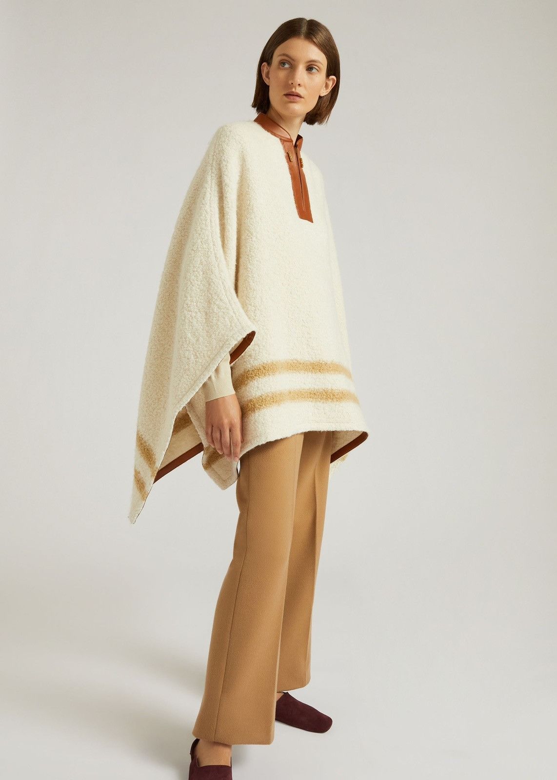 Loro Piana o1srvl11e0824 Avice Shaded Boucle Cape in Ivory Size M / US 6-8 / IT 42-44 - 2 Thumbnail