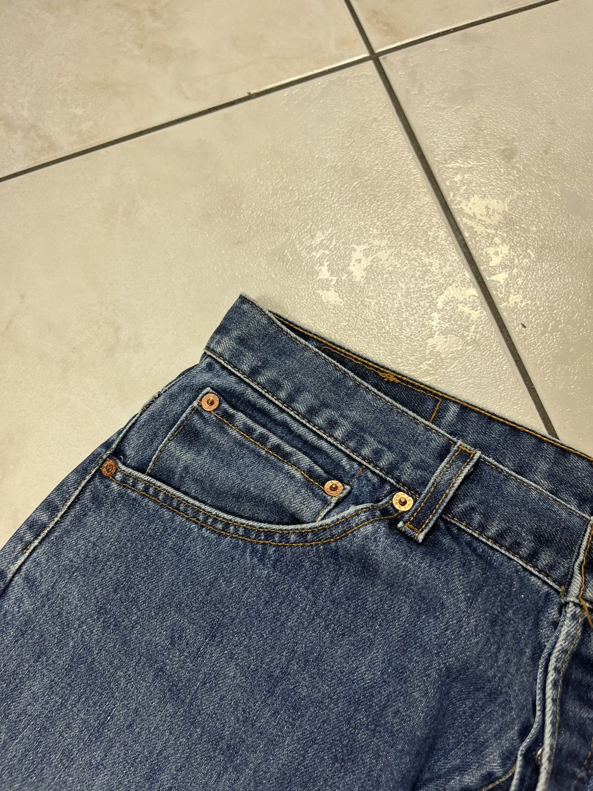 Levi's × Vintage Vintage Levi’s 523 dark washed distressed denim jeans pants Size US 34 / EU 50 - 15 Thumbnail