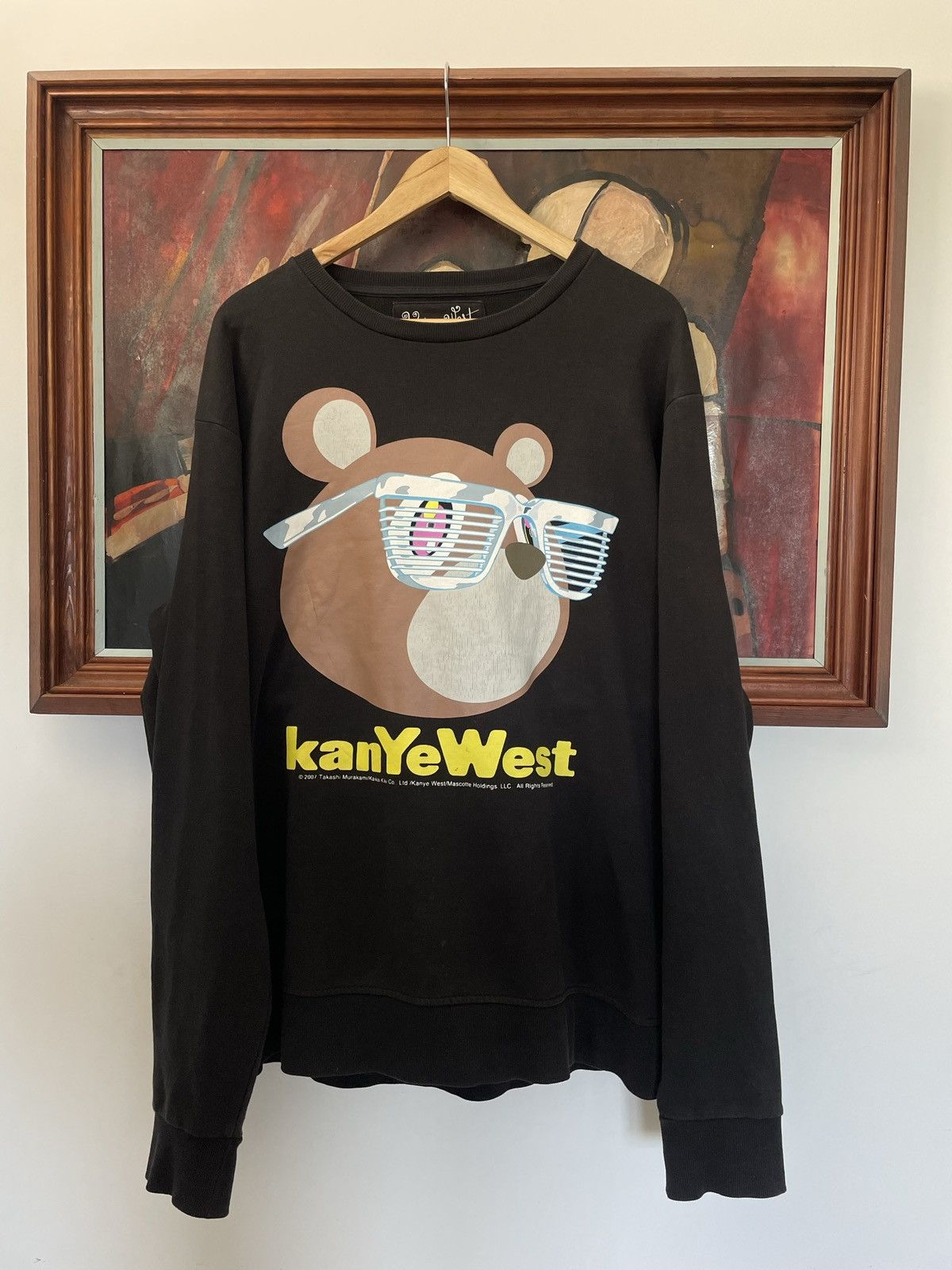 image of Kanye West Merchendise OG Light Crewneck Takashi Murakami in Black, Men's (Size XL)