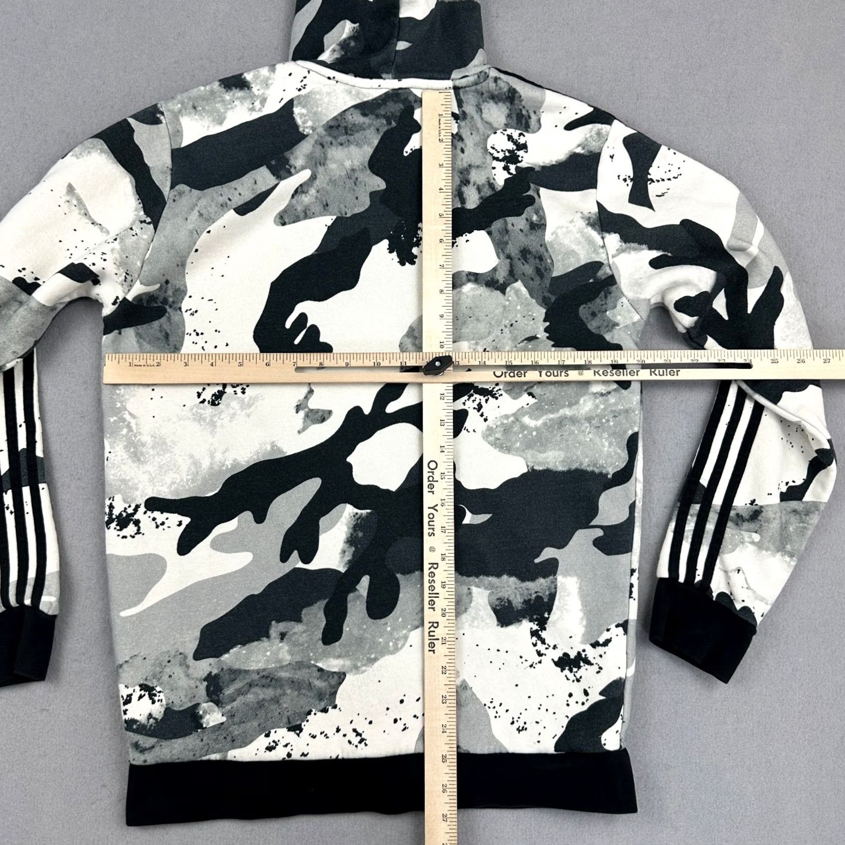 Adidas Adidas Originals Hoodie Men M Grayscale Camouflage Three Stripe Trefoil Pockets Hooded Pullover Size US M / EU 48-50 / 2 - 4 Thumbnail