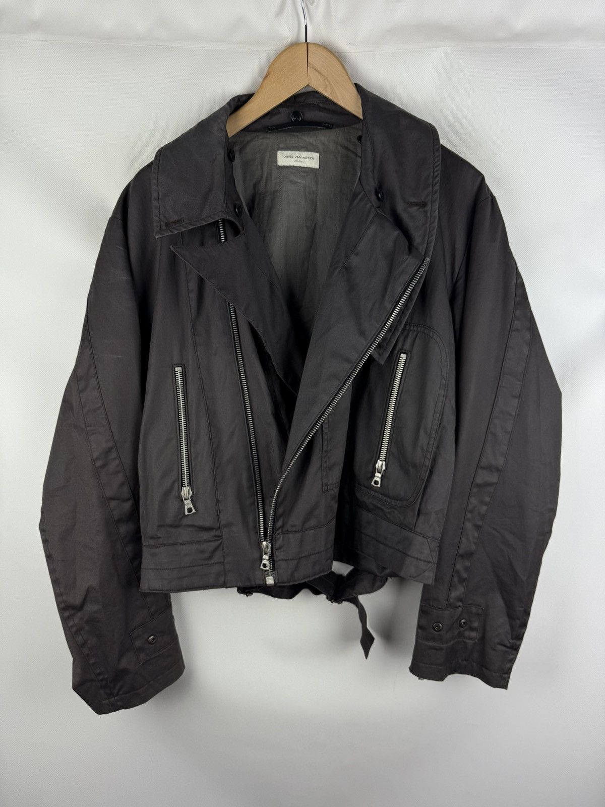 Dries Van Noten Dries Van Noten Crop Belted Assymetrical Collar Biker Jacket Size US M / EU 48-50 / 2 - 20 Thumbnail