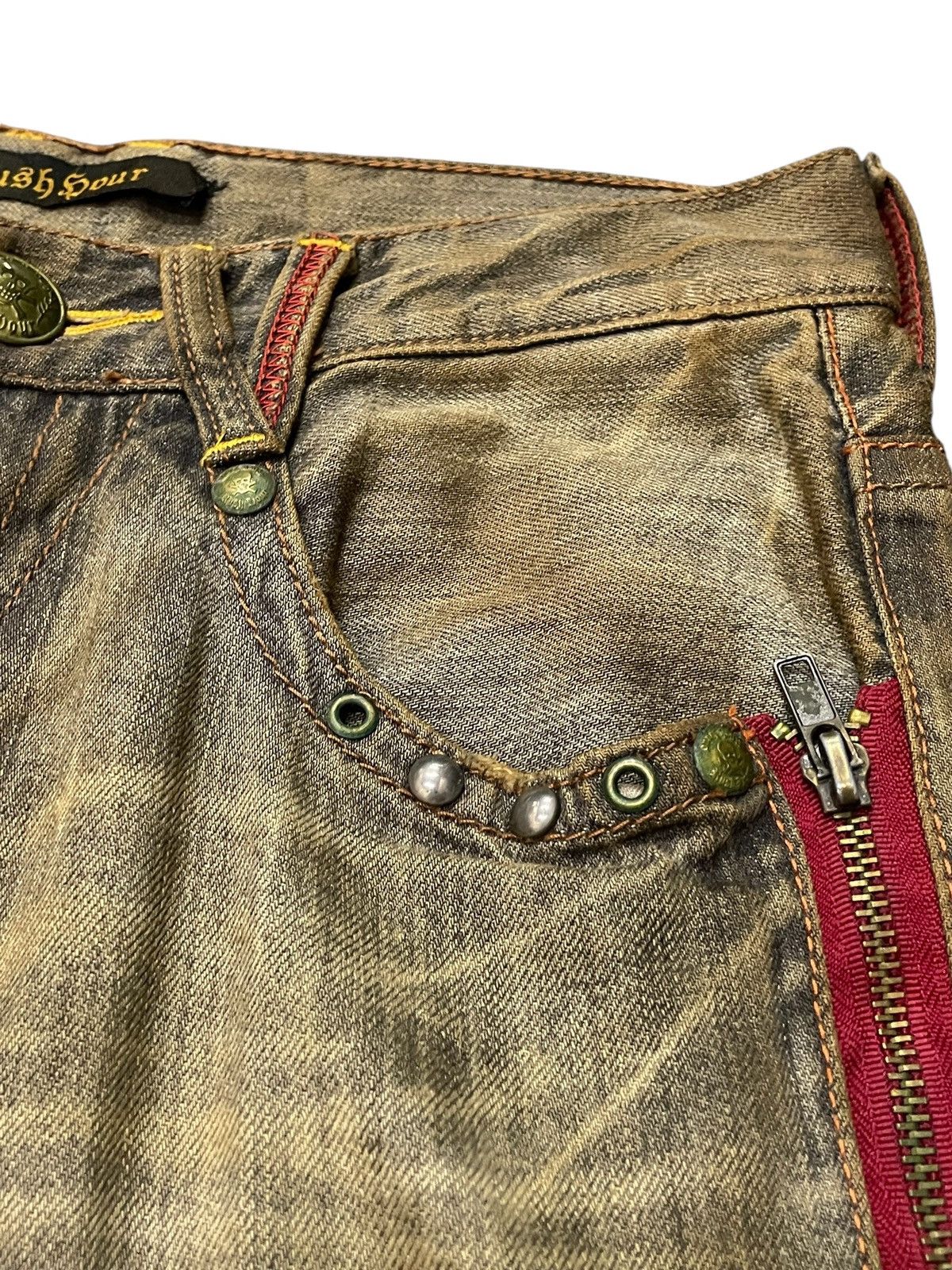 FUSAI × Hysteric Glamour Rush Hour Japan Muddy Wash Zipper Pocket Jeans Size US 29 - 11 Thumbnail