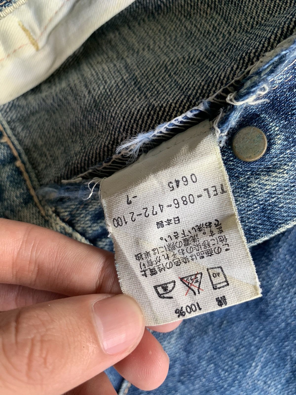 Japanese Brand × Kapital × OMNIGOD OMNIGOD SELVEDGE BUTTON FLY FADED & RUSTY DISTRESSED DENIM Size US 29 - 21 Thumbnail
