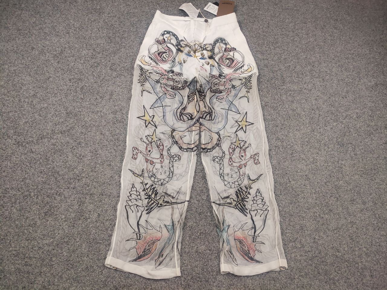 Burberry Rare Burberry By Marine Sketch Print Layered Silk Pants Size US 32 / EU 48 - 3 Thumbnail