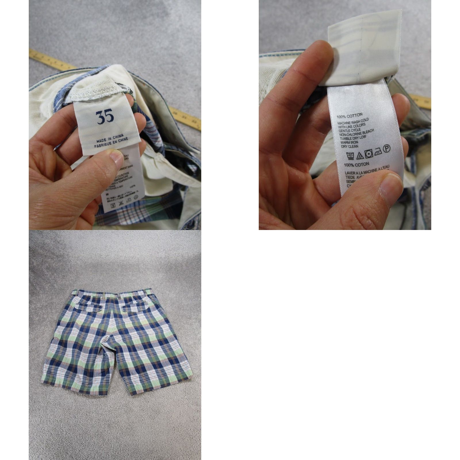 Tommy Bahama Tommy Bahama Mens Shorts 35 Extra Large XL Blue Green White Cotton Madras Plaid Size US 35 - 8 Thumbnail
