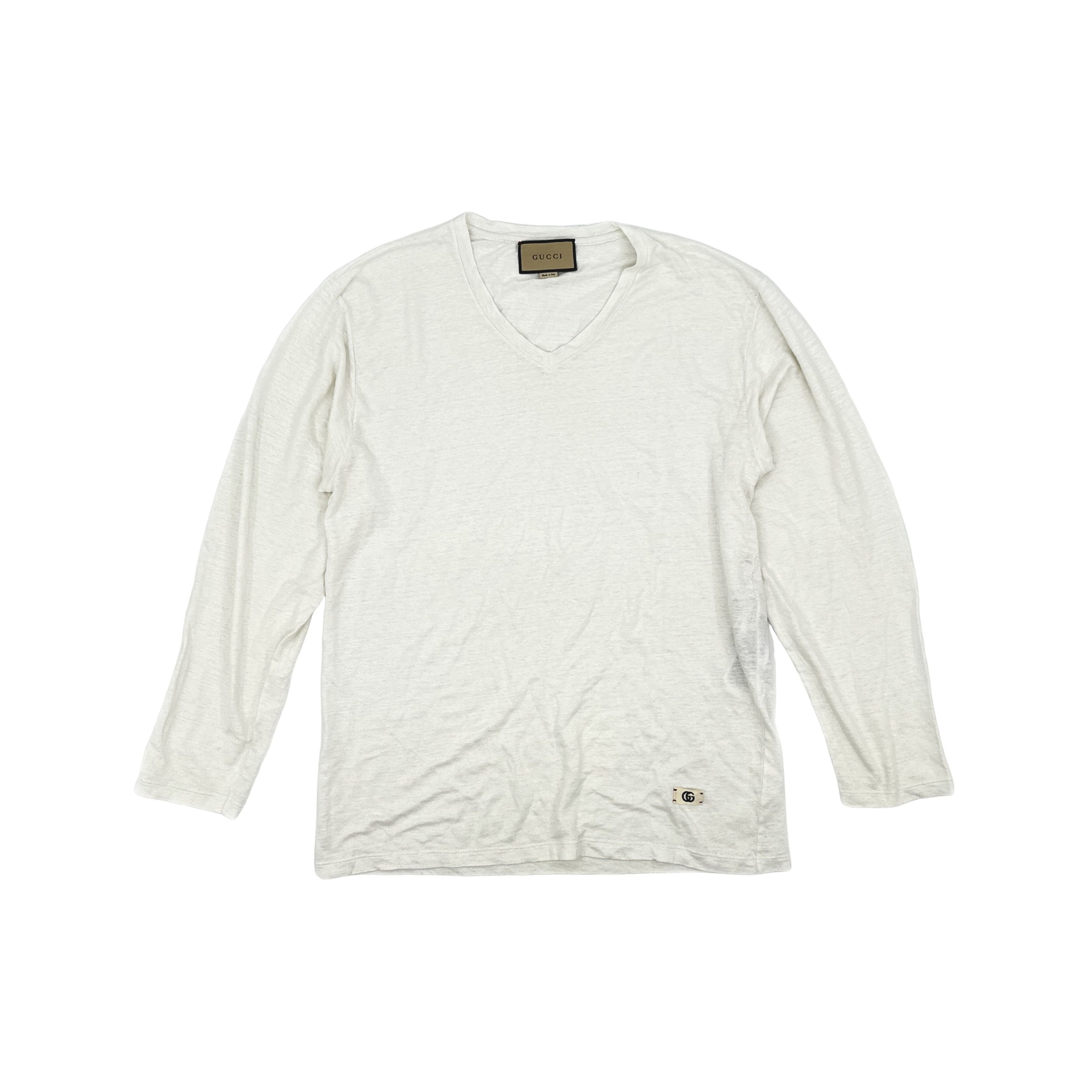 Gucci Gucci Linen V-Neck Long Sleeve T-Shirt L Size US L / EU 52-54 / 3 - 1 Thumbnail