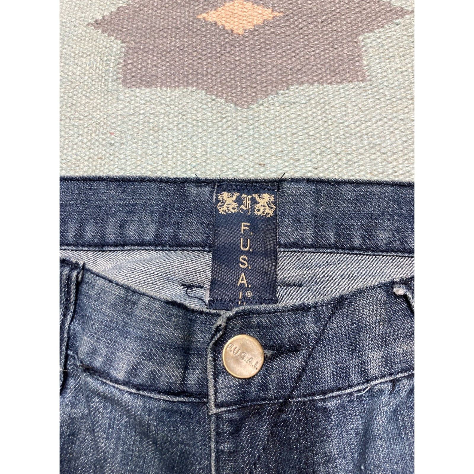 Vintage VINTAGE Jeans Men 40x33 Embroidered Wide-Leg Grunge Baggy Skater Y2K Blue Fusai 40x33 Size US 40 / EU 56 - 7 Thumbnail
